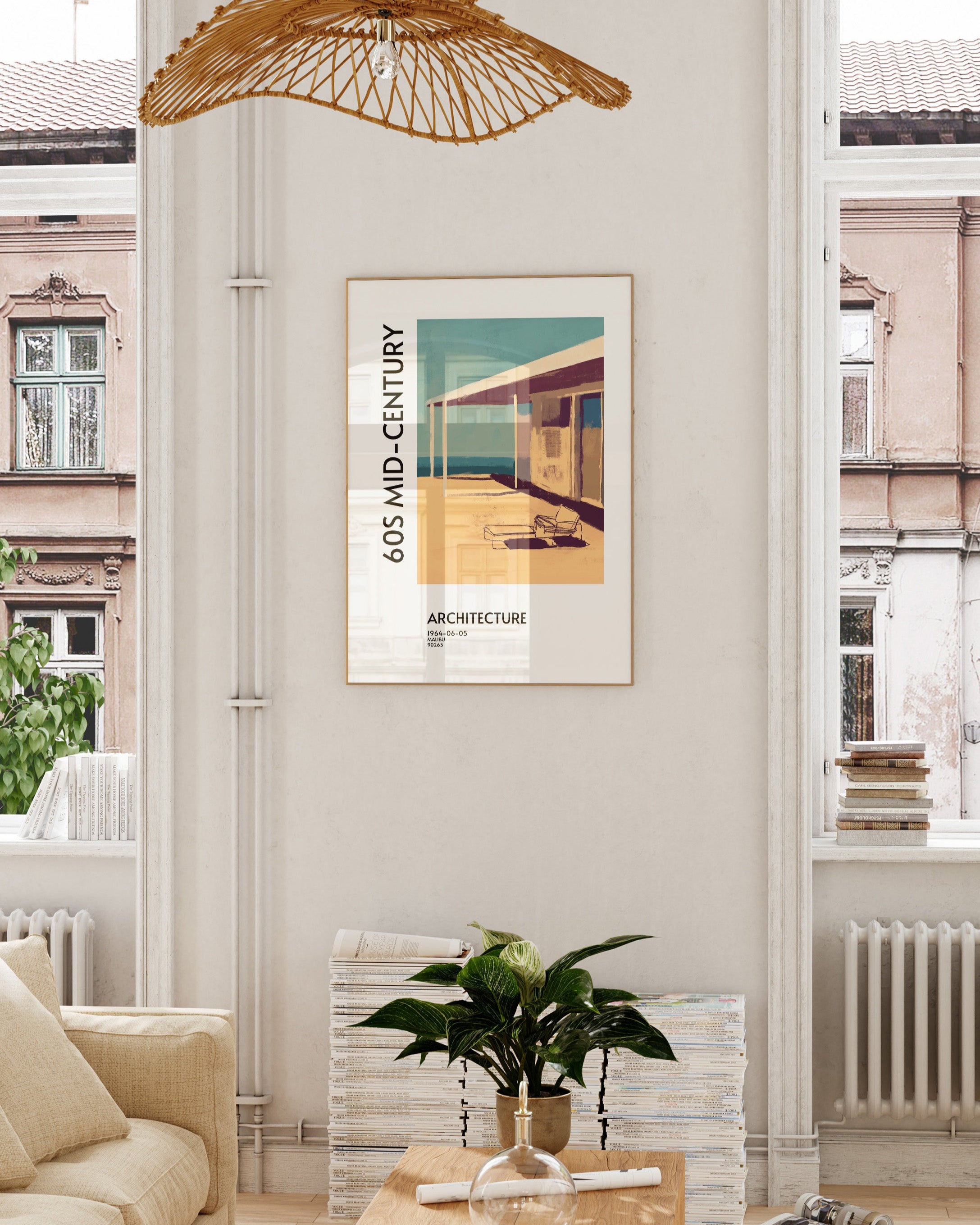 60s Mid century Architecture Poster – Print Material Wandbild, moderne Kunst & Fine Art Print von Spawnd, handgefertigt & Made in Germany