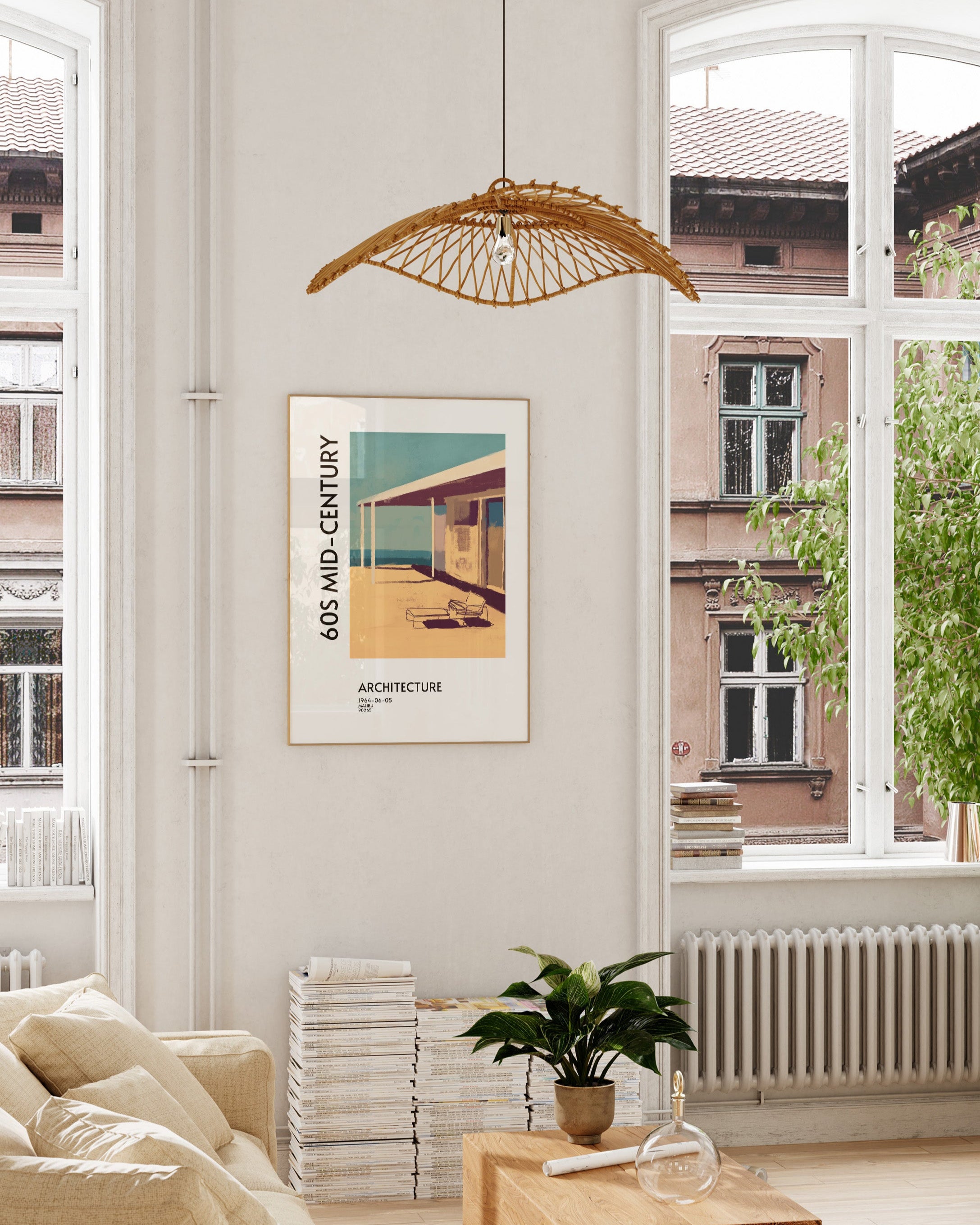 60s Mid century Architecture Poster – Print Material Wandbild, moderne Kunst & Fine Art Print von Spawnd, handgefertigt & Made in Germany