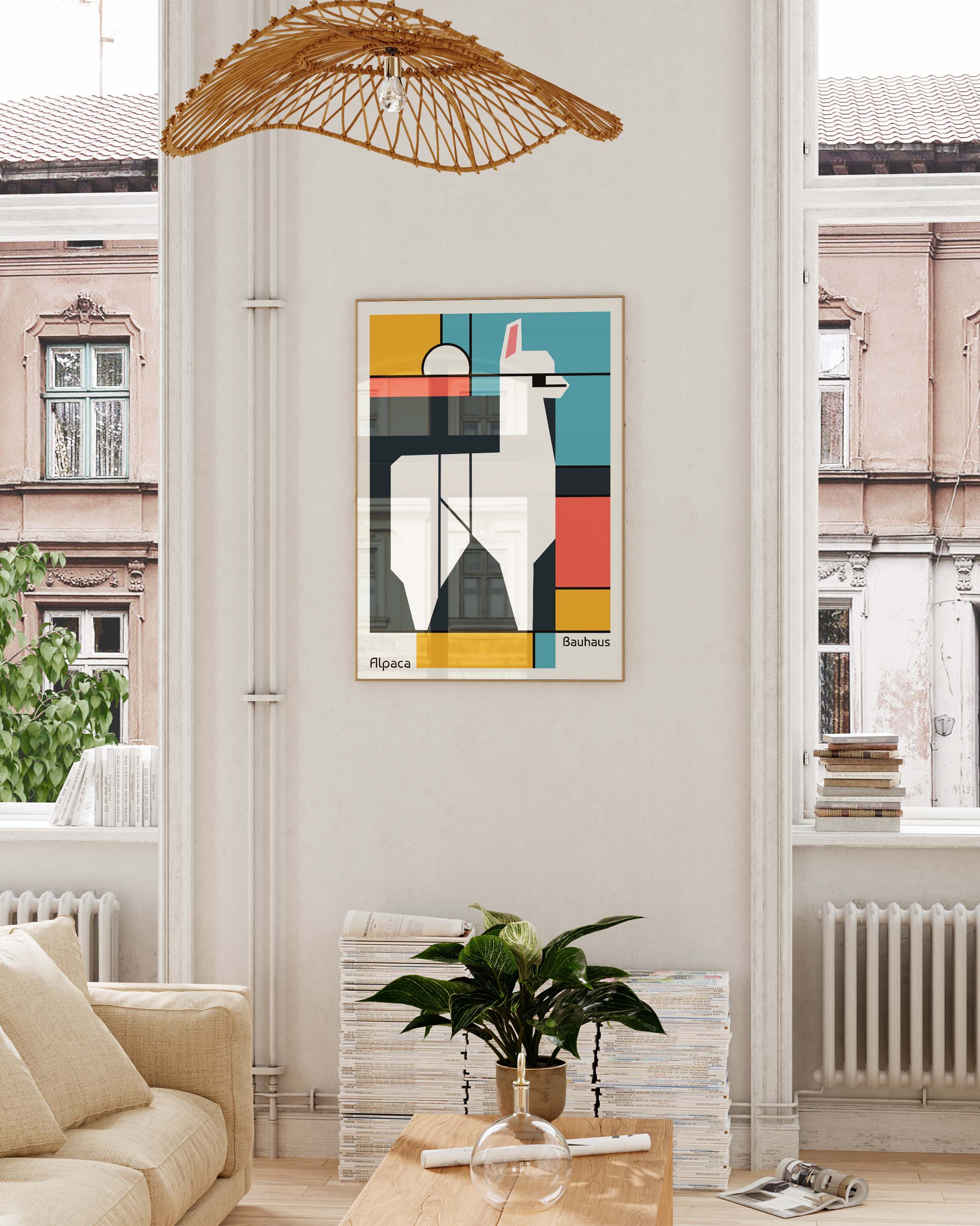 Alpaca Poster – Print Material Wandbild, moderne Kunst & Fine Art Print von Spawnd, handgefertigt & Made in Germany