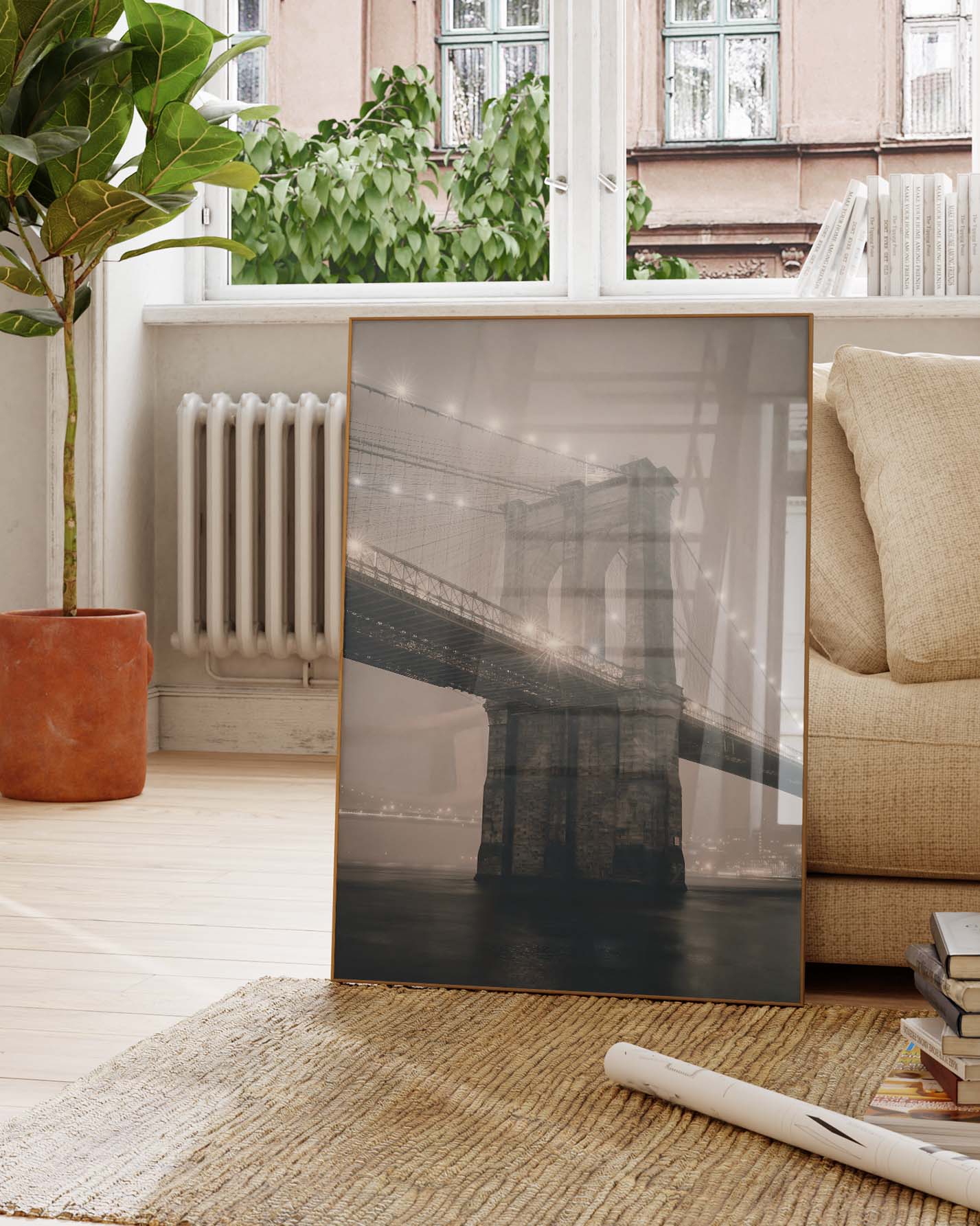 Brooklyn Bridge Poster – FineArt Wandbild, moderne Kunst & Fine Art Print von Spawnd, handgefertigt & Made in Germany