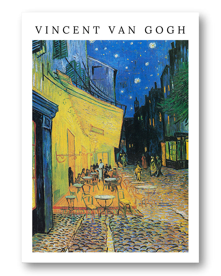 Café Terrace at Night Poster – Print Material Wandbild, moderne Kunst & Fine Art Print von Spawnd, handgefertigt & Made in Germany