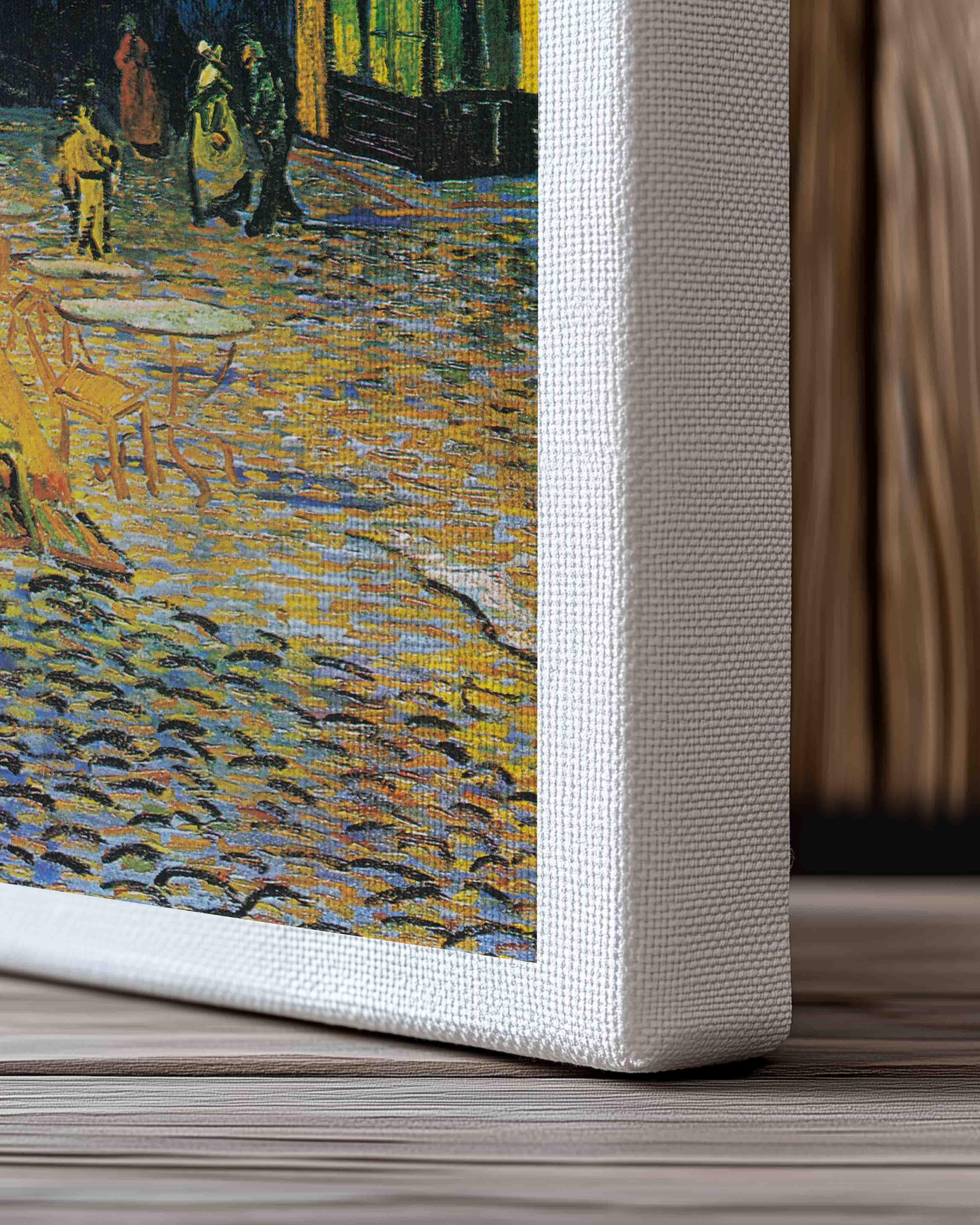 Café Terrace at Night Poster – Print Material Wandbild, moderne Kunst & Fine Art Print von Spawnd, handgefertigt & Made in Germany