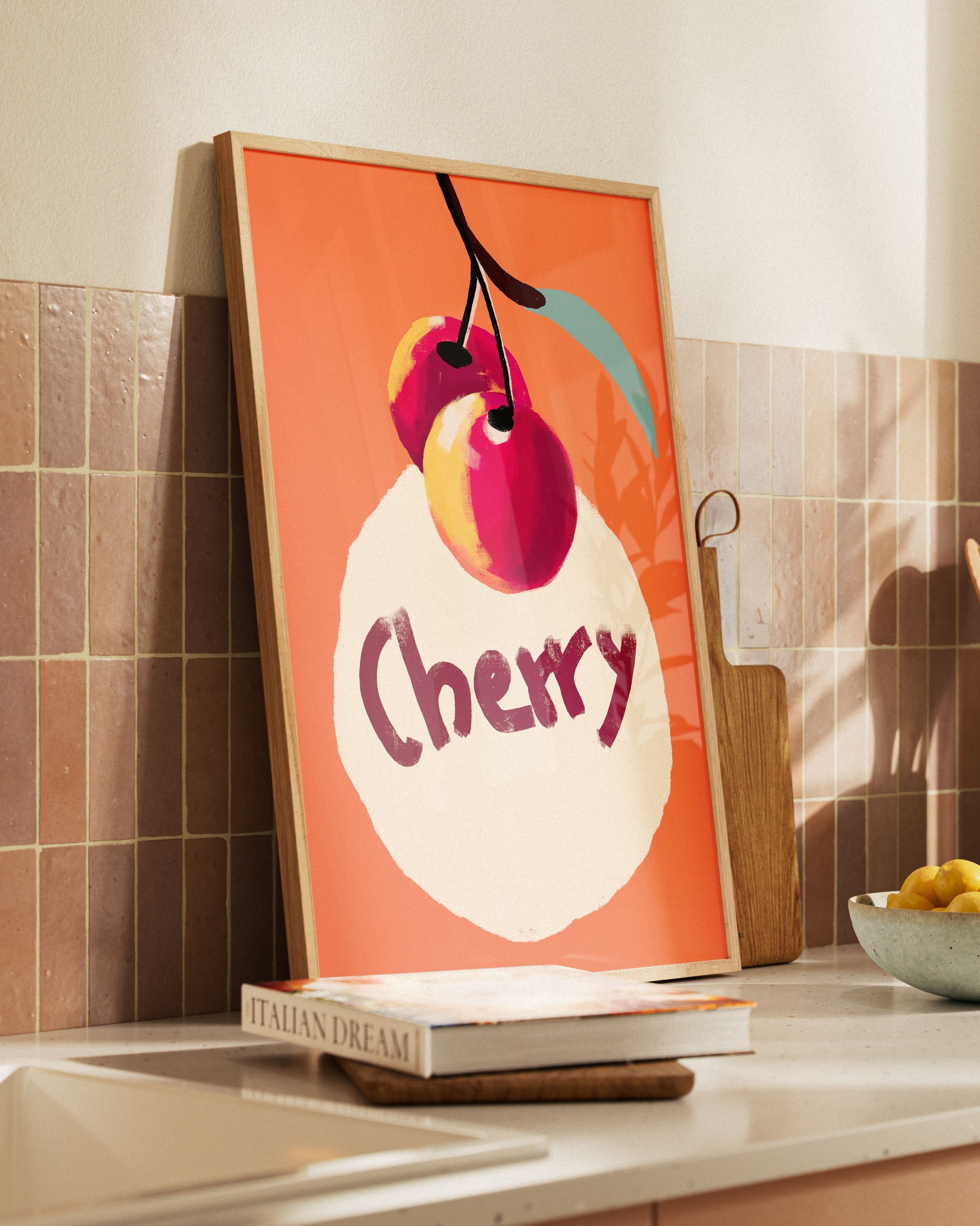 Cherry Poster – Print Material Wandbild, moderne Kunst & Fine Art Print von Spawnd, handgefertigt & Made in Germany