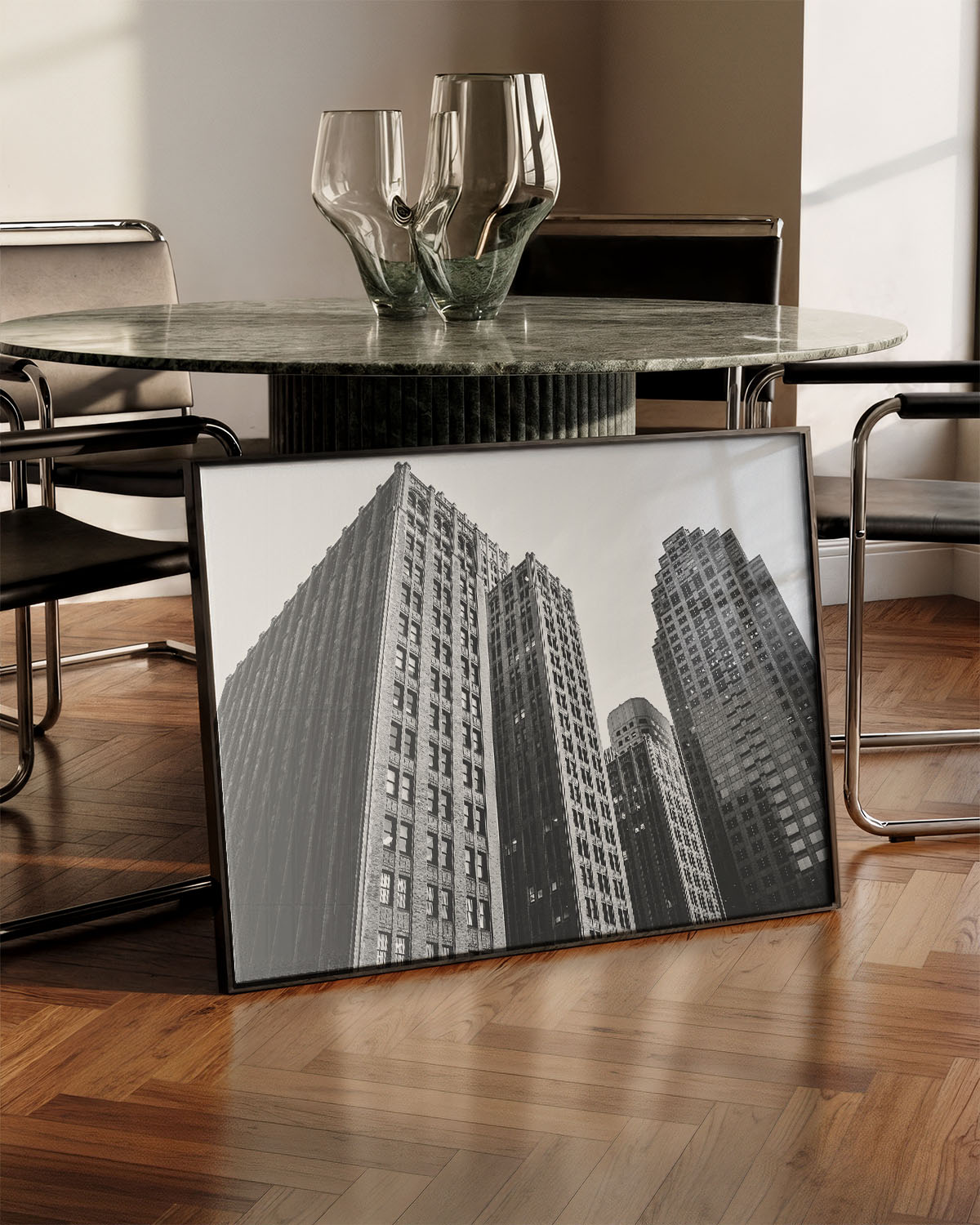 Downtown Poster – Print Material Wandbild, moderne Kunst & Fine Art Print von Spawnd, handgefertigt & Made in Germany