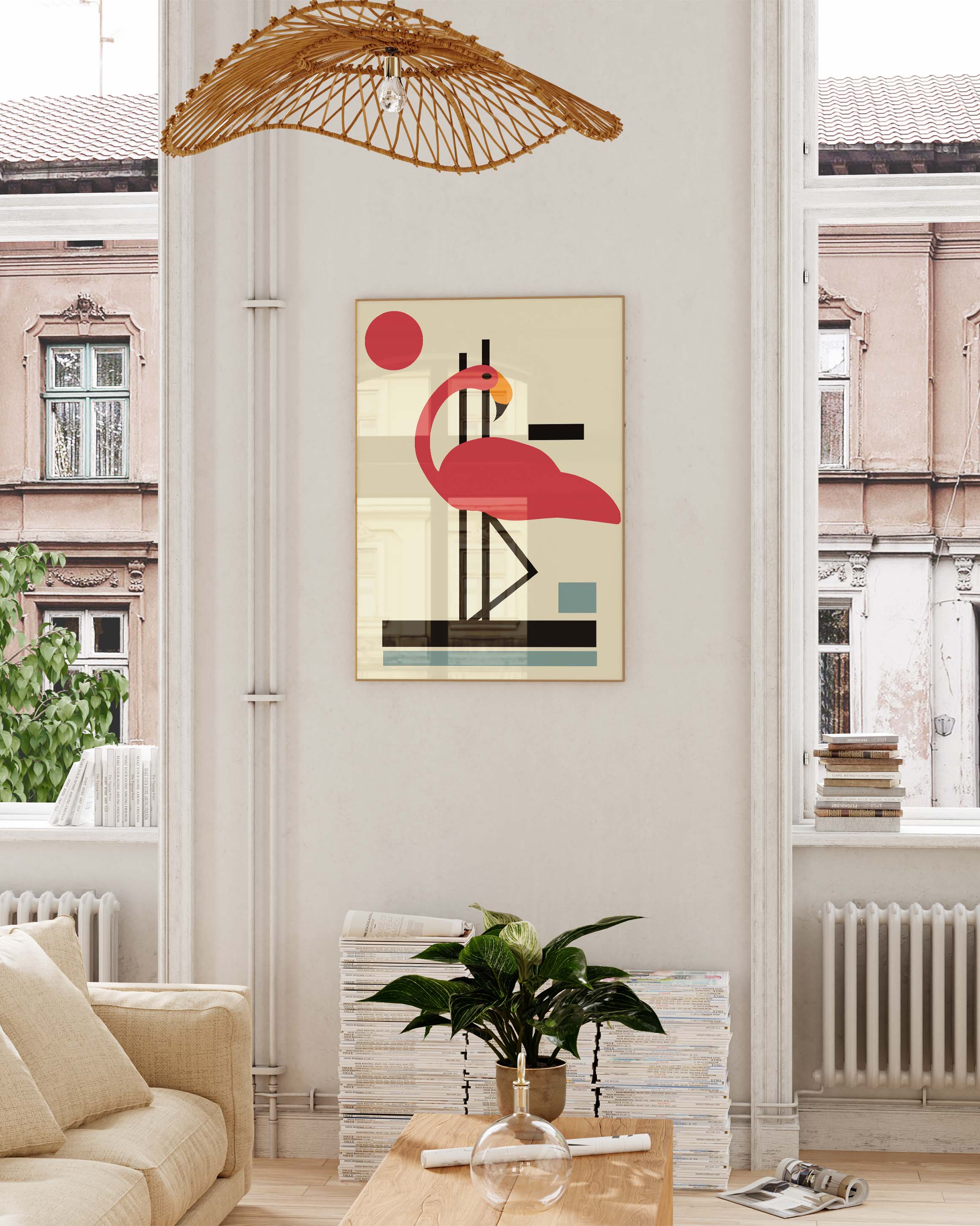 Flamingo Poster – Print Material Wandbild, moderne Kunst & Fine Art Print von Spawnd, handgefertigt & Made in Germany