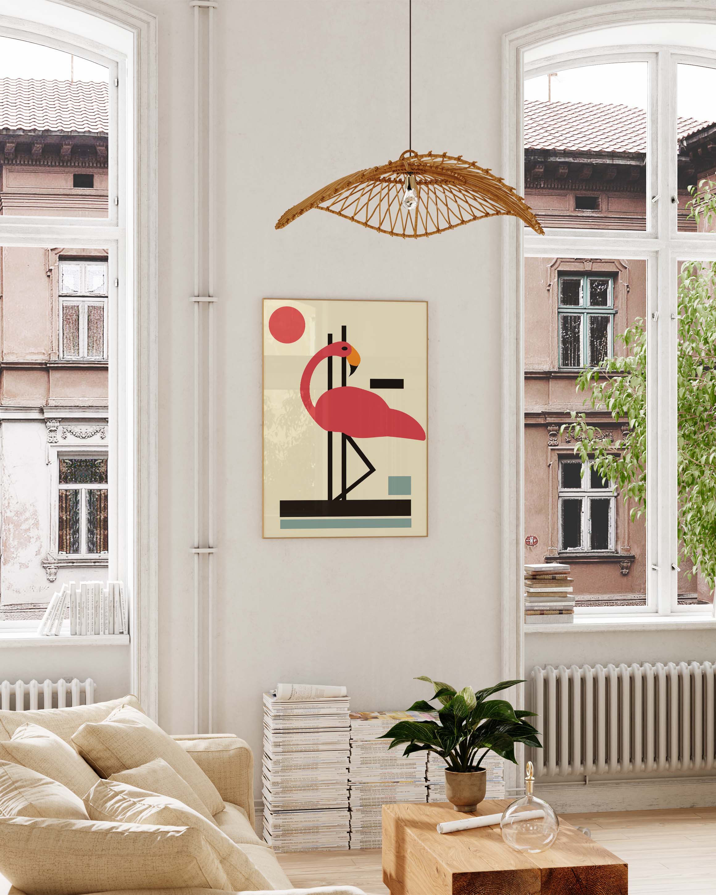 Flamingo Poster – Print Material Wandbild, moderne Kunst & Fine Art Print von Spawnd, handgefertigt & Made in Germany