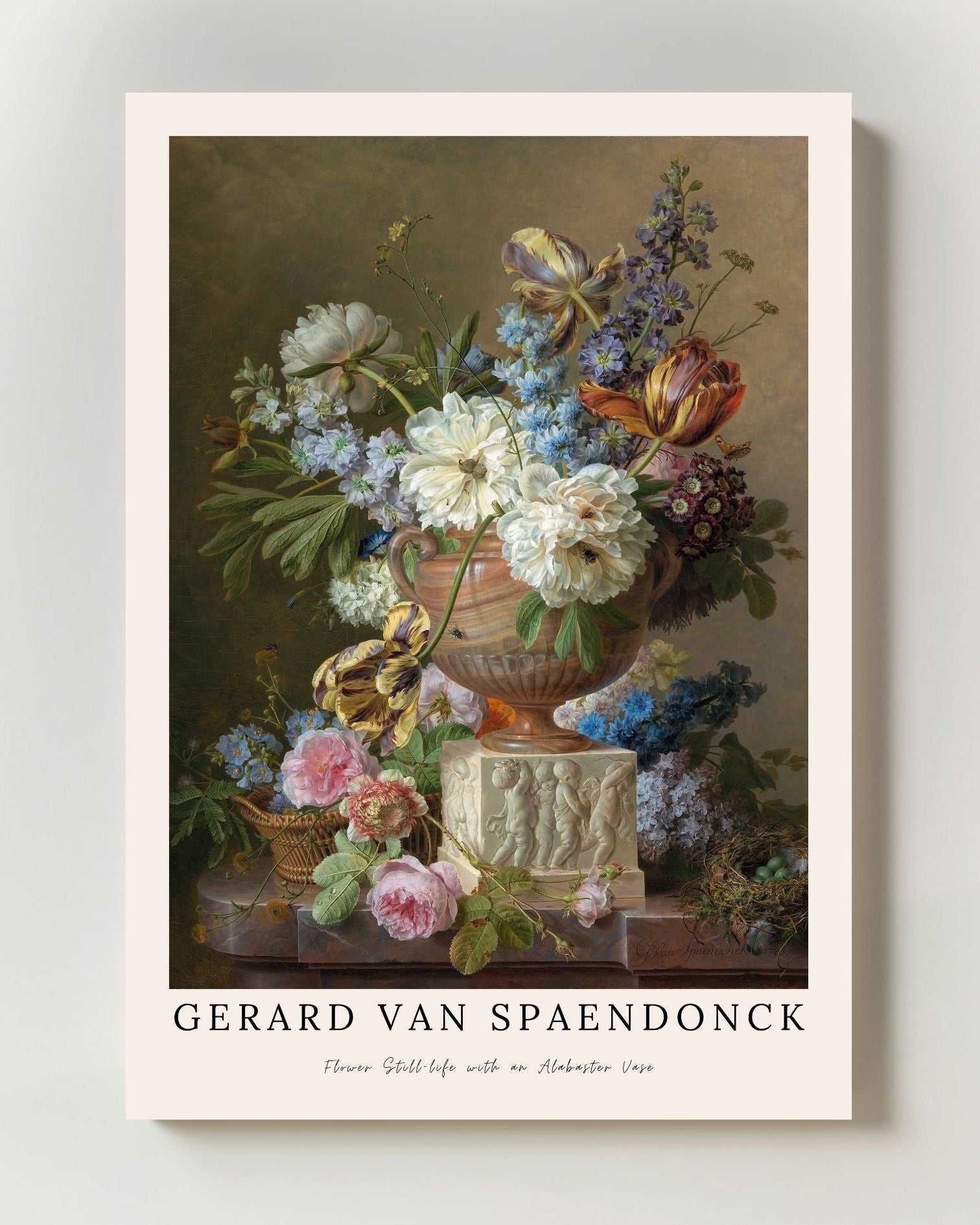 Flower Still-life with an Alabaster Vase Poster – FineArt Wandbild, moderne Kunst & Fine Art Print von Spawnd, handgefertigt & Made in Germany