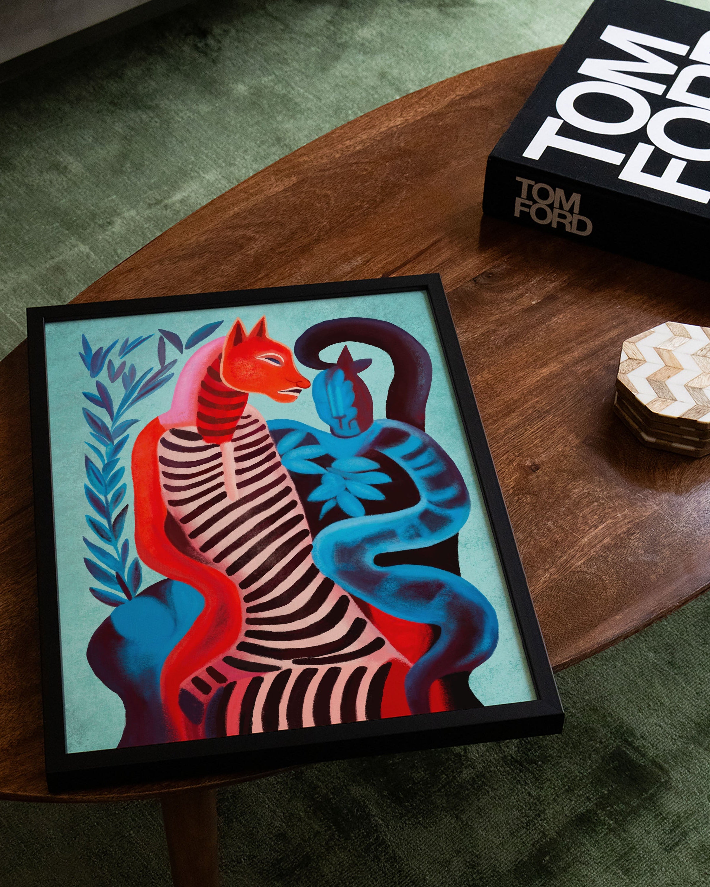 Interwoven Duality Poster – Print Material Wandbild, moderne Kunst & Fine Art Print von Spawnd, handgefertigt & Made in Germany
