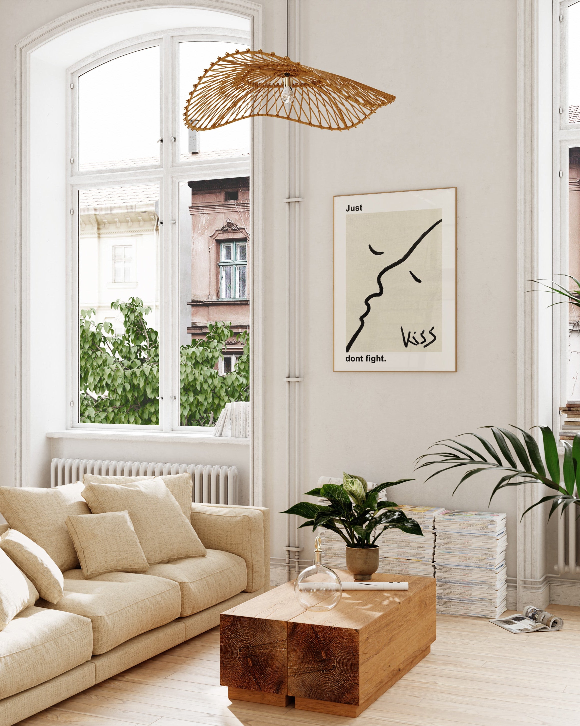 Just Kiss Poster – FineArt Wandbild, moderne Kunst & Fine Art Print von Spawnd, handgefertigt & Made in Germany