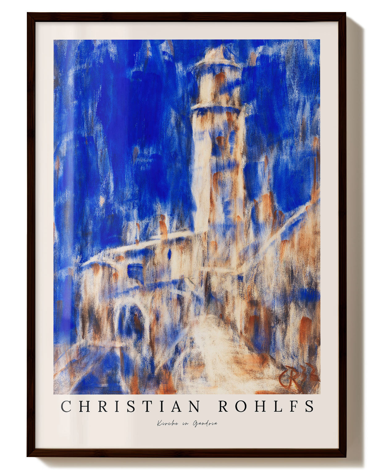 Kirche in Gandria Poster – FineArt Wandbild, moderne Kunst & Fine Art Print von Spawnd, handgefertigt & Made in Germany