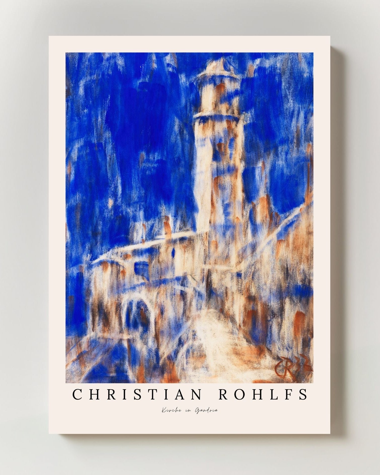 Kirche in Gandria Poster – FineArt Wandbild, moderne Kunst & Fine Art Print von Spawnd, handgefertigt & Made in Germany