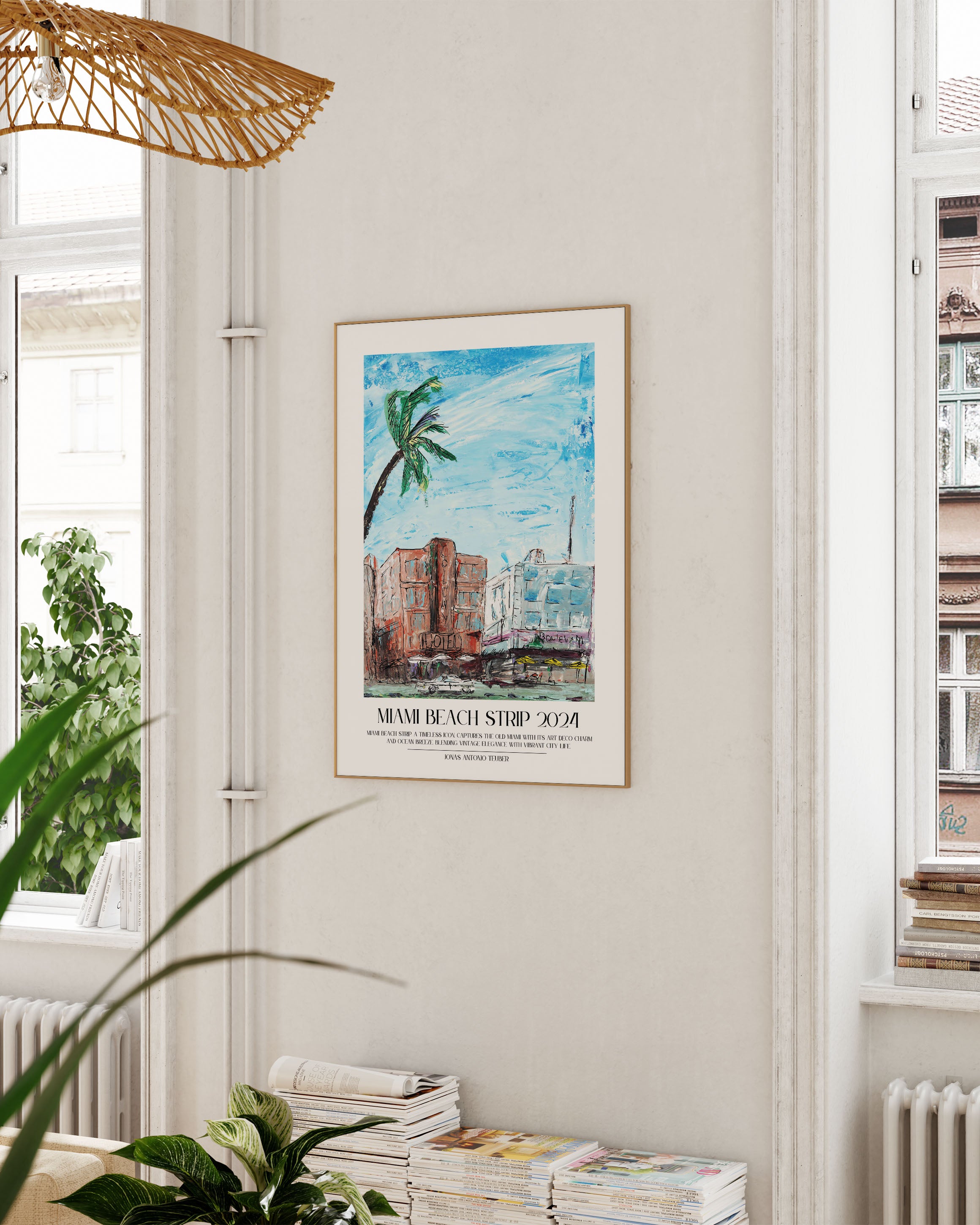 Miami Beach Poster – Print Material Wandbild, moderne Kunst & Fine Art Print von Spawnd, handgefertigt & Made in Germany