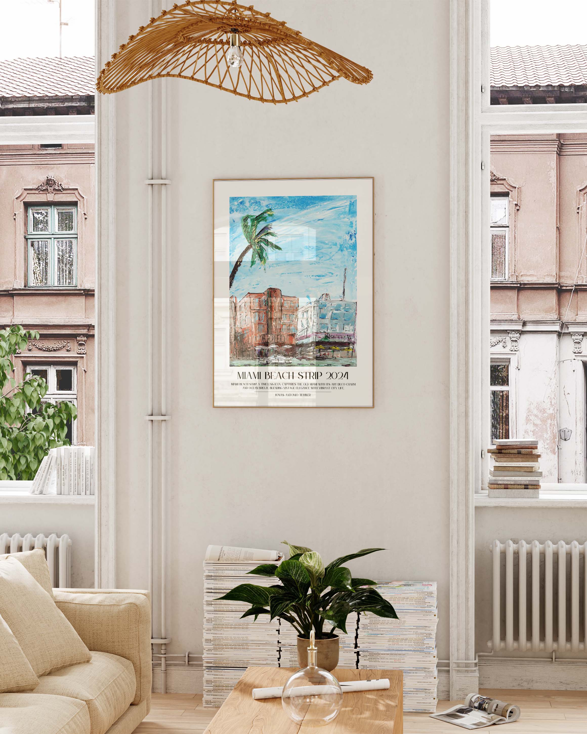 Miami Beach Poster – Print Material Wandbild, moderne Kunst & Fine Art Print von Spawnd, handgefertigt & Made in Germany