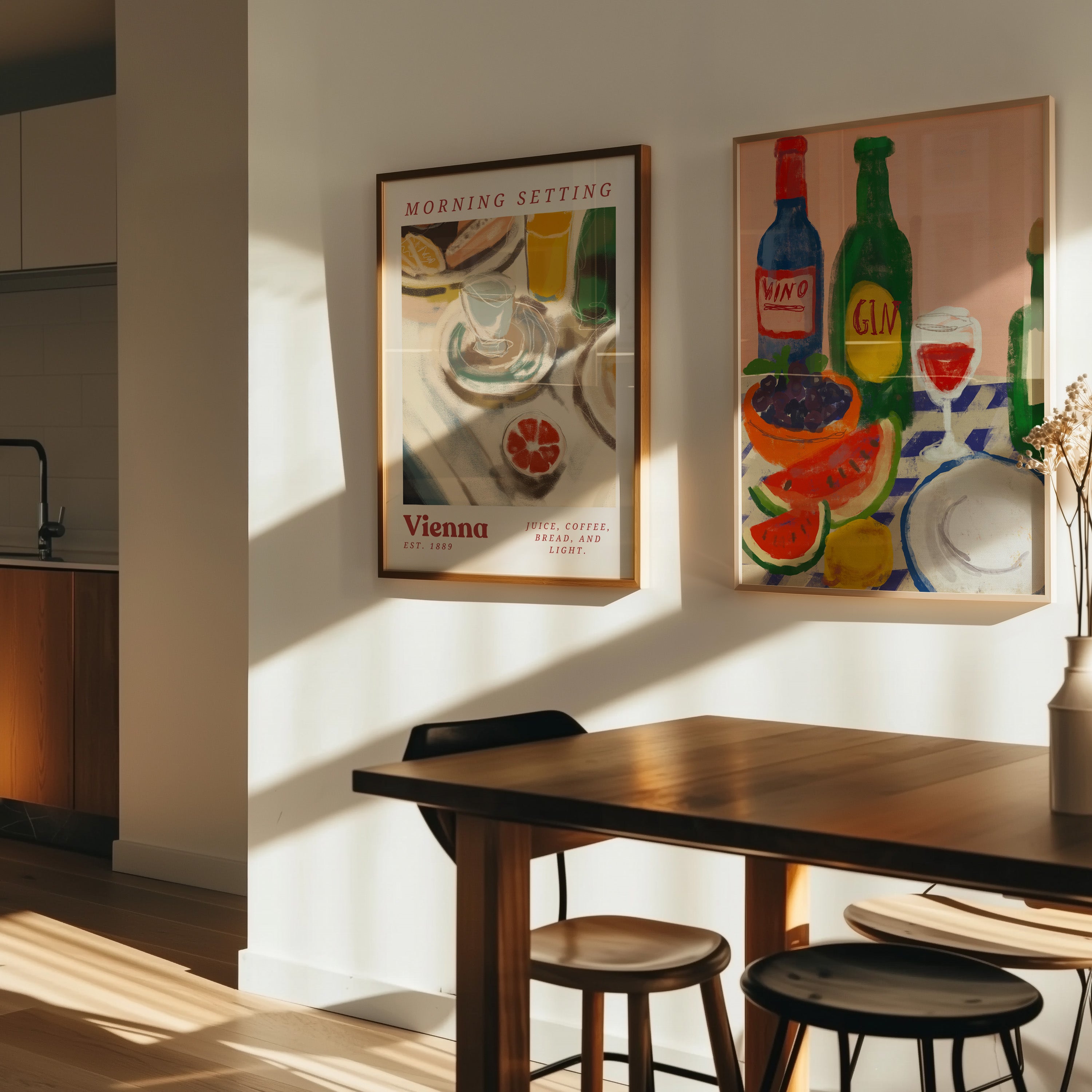 Morning Setting Poster – Print Material Wandbild, moderne Kunst & Fine Art Print von Spawnd, handgefertigt & Made in Germany