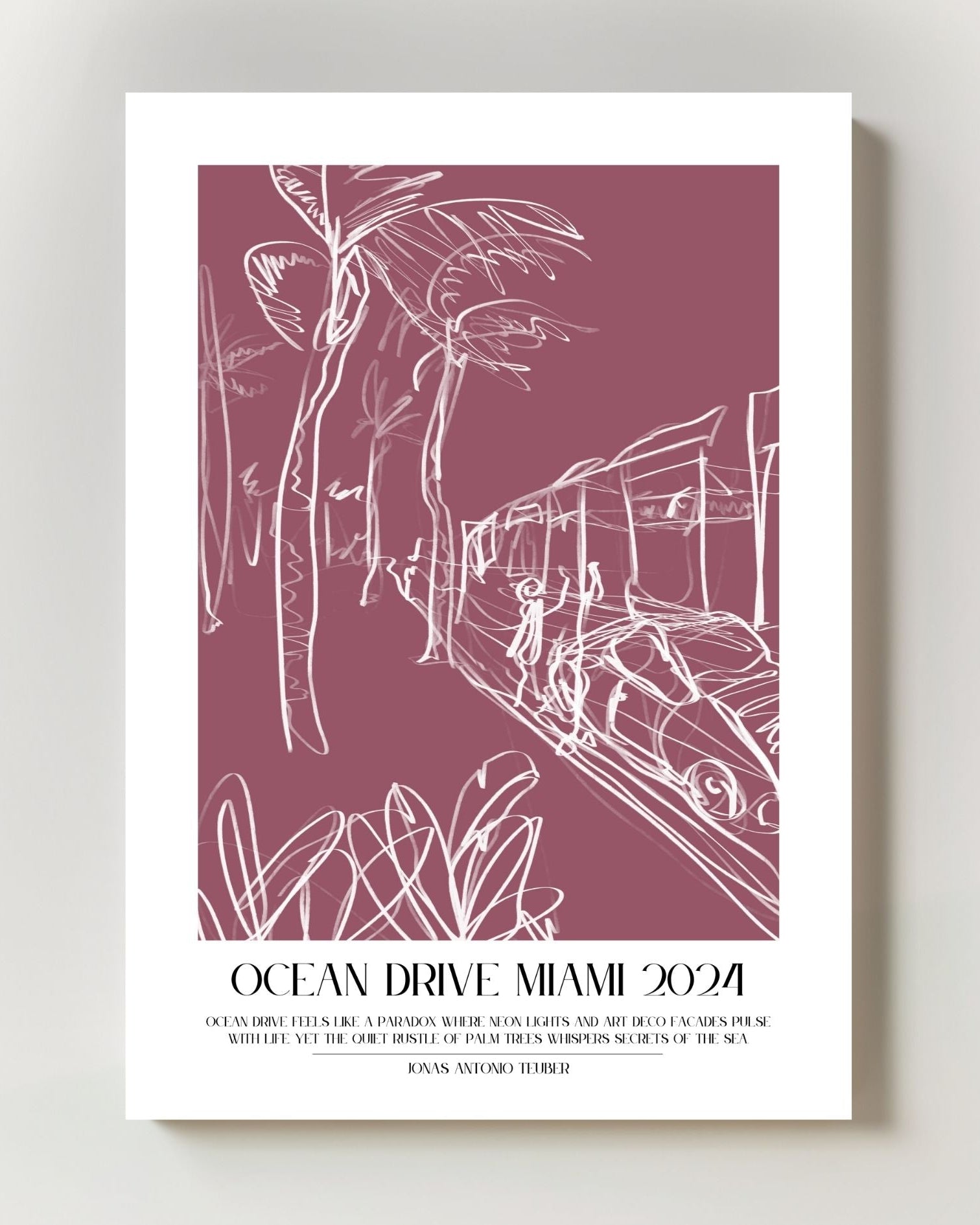 Ocean Drive Poster – Print Material Wandbild, moderne Kunst & Fine Art Print von Spawnd, handgefertigt & Made in Germany