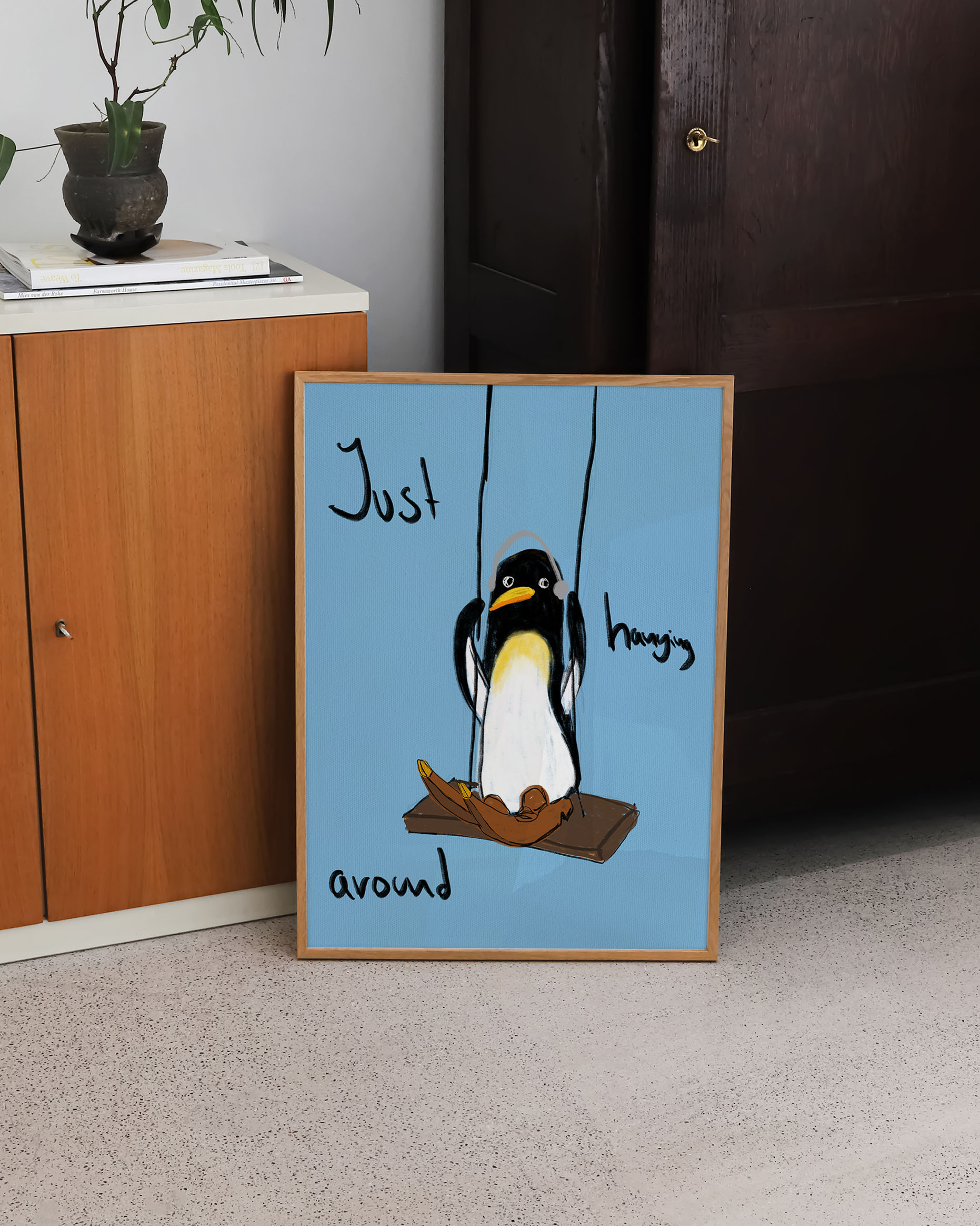 Penguin Poster – Print Material Wandbild, moderne Kunst & Fine Art Print von Spawnd, handgefertigt & Made in Germany
