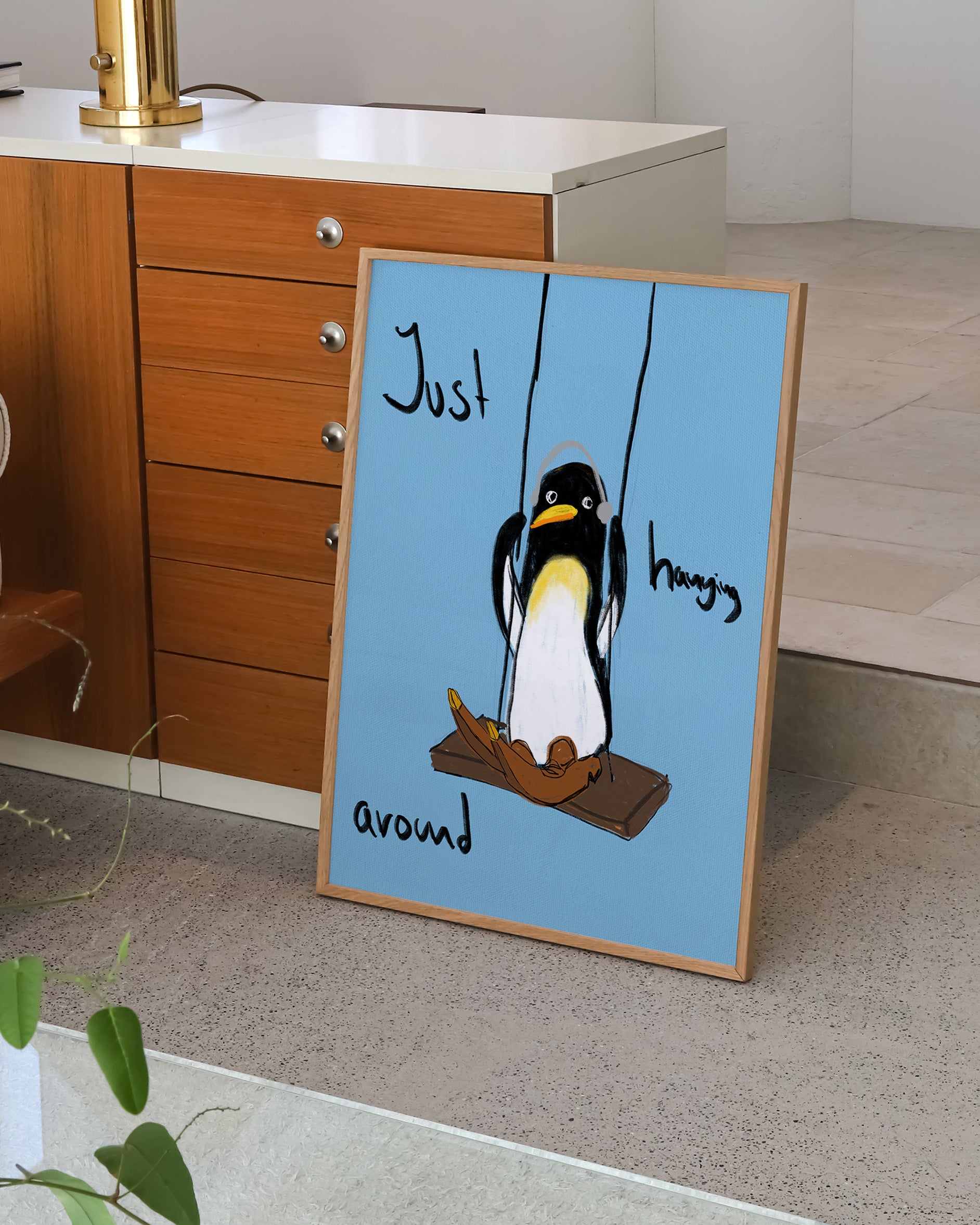 Penguin Poster – Print Material Wandbild, moderne Kunst & Fine Art Print von Spawnd, handgefertigt & Made in Germany