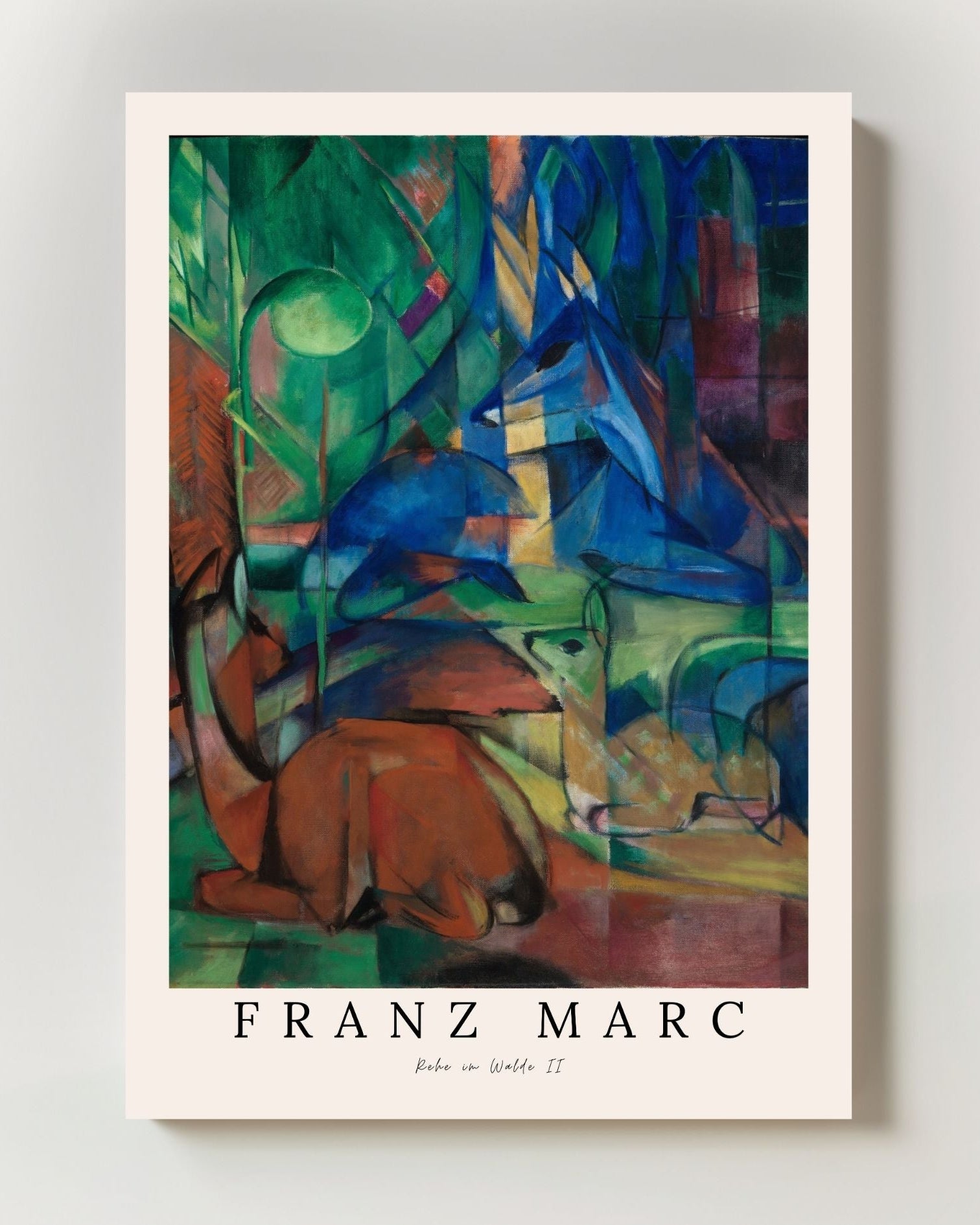 Rehe im Walde II Poster – FineArt Wandbild, moderne Kunst & Fine Art Print von Spawnd, handgefertigt & Made in Germany