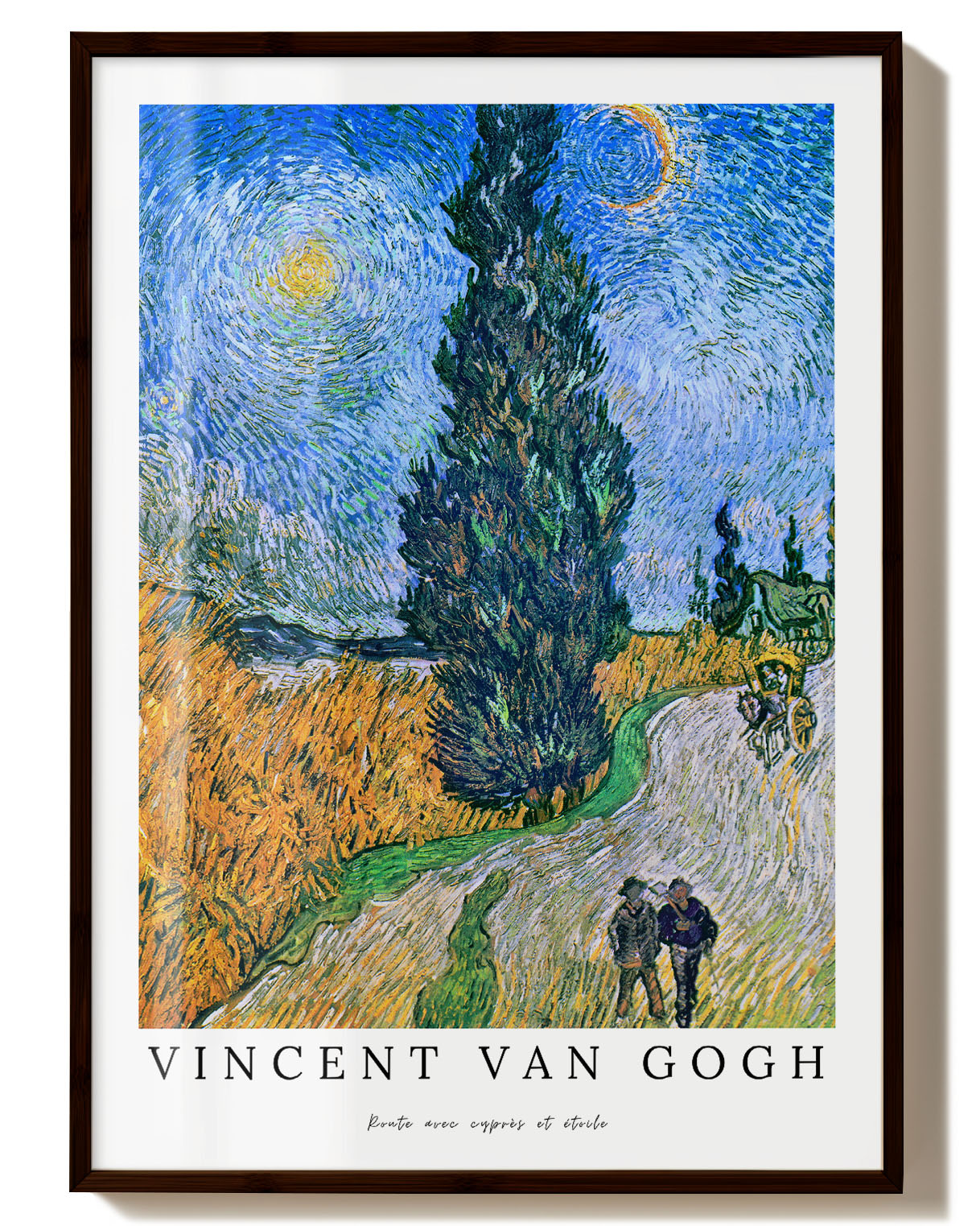 Route avec cyprès et étoile Poster – Print Material Wandbild, moderne Kunst & Fine Art Print von Spawnd, handgefertigt & Made in Germany