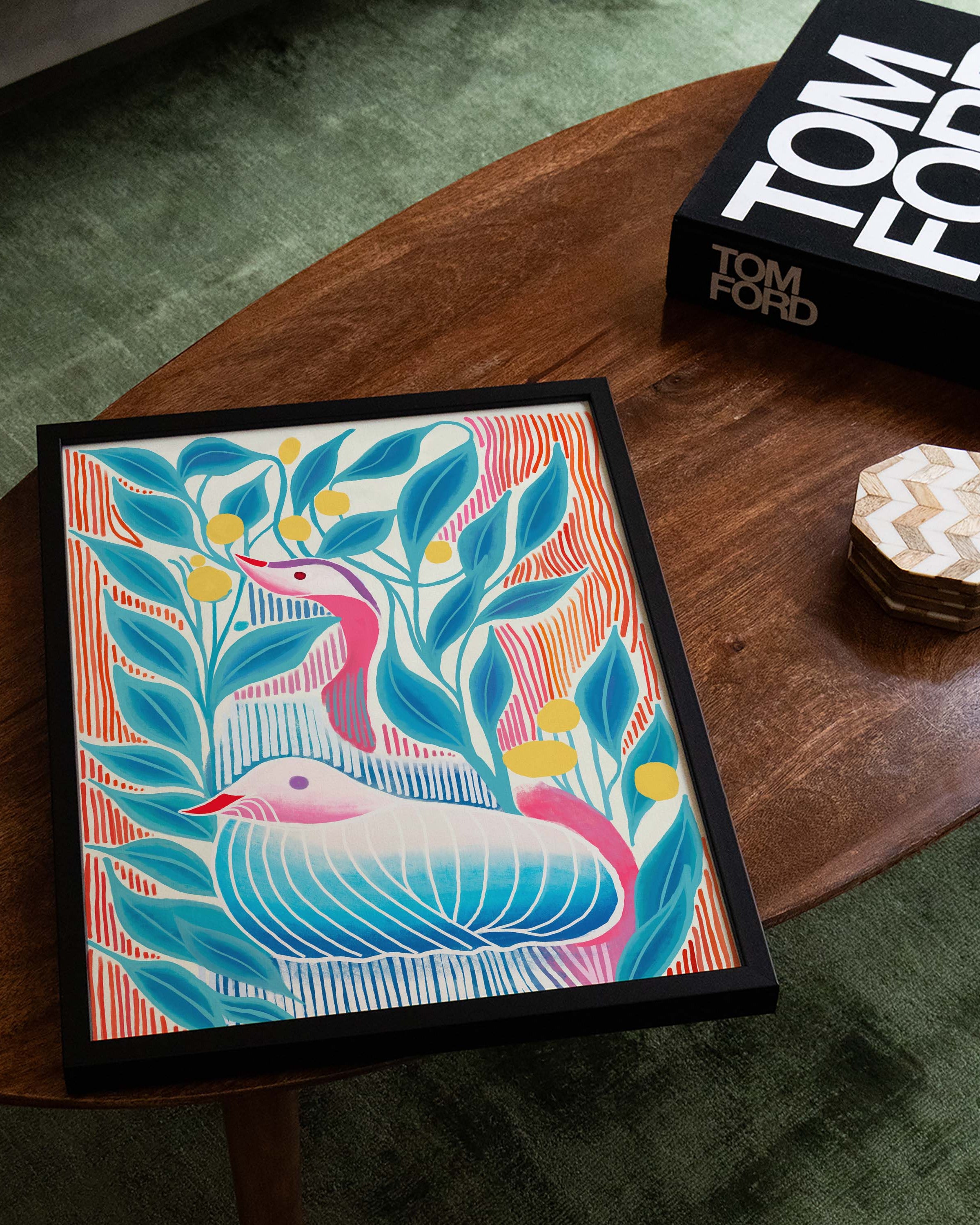 Songs between Leaves Poster – Print Material Wandbild, moderne Kunst & Fine Art Print von Spawnd, handgefertigt & Made in Germany