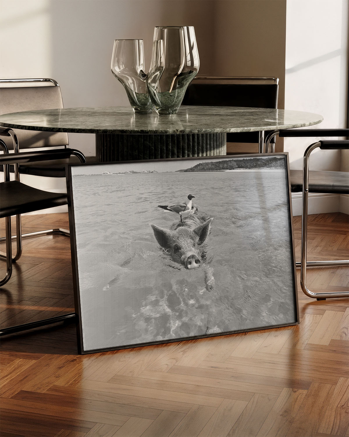 Swimming Poster – Print Material Wandbild, moderne Kunst & Fine Art Print von Spawnd, handgefertigt & Made in Germany