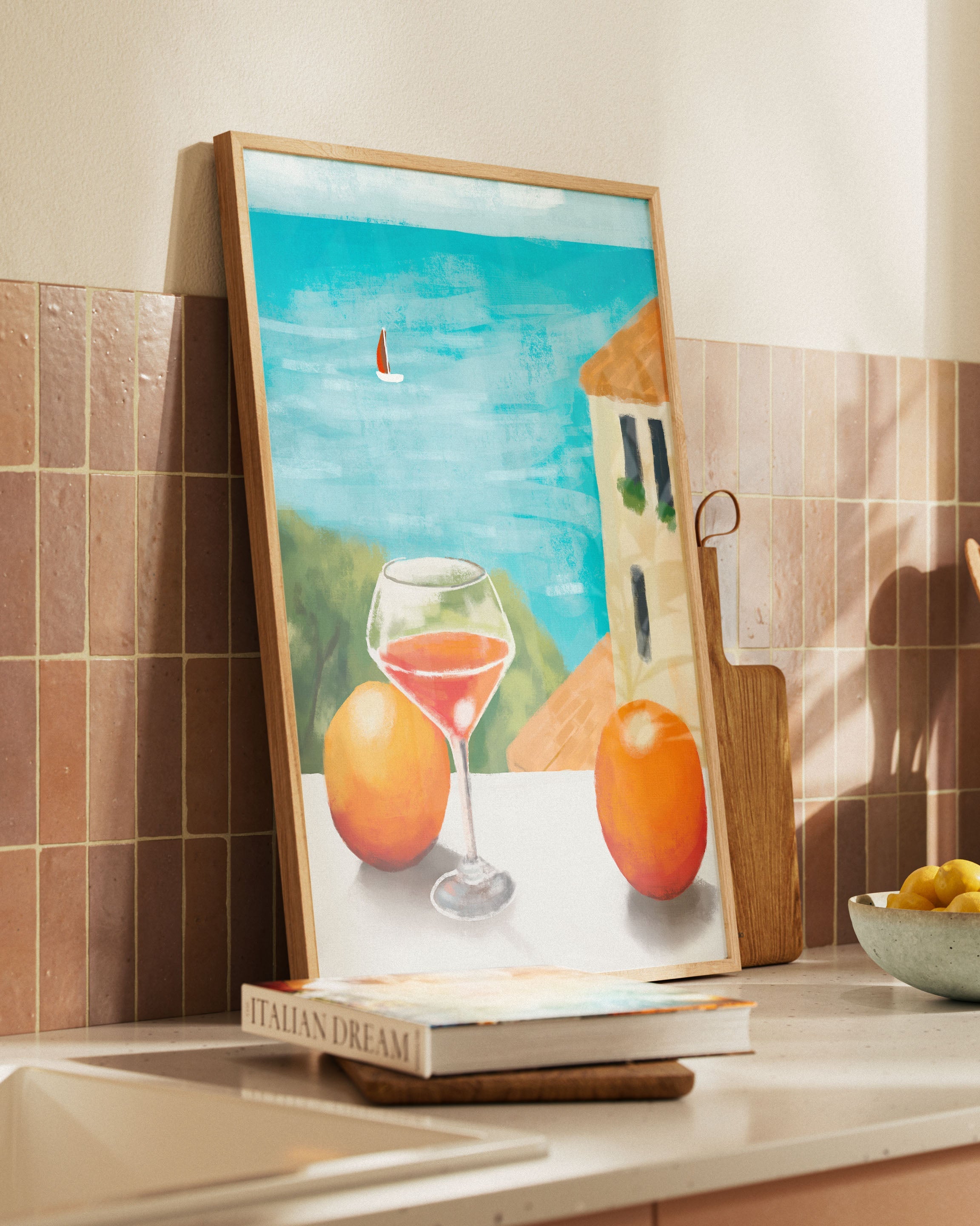 Tarde de Cítricos Poster – FineArt Wandbild, moderne Kunst & Fine Art Print von Spawnd, handgefertigt & Made in Germany