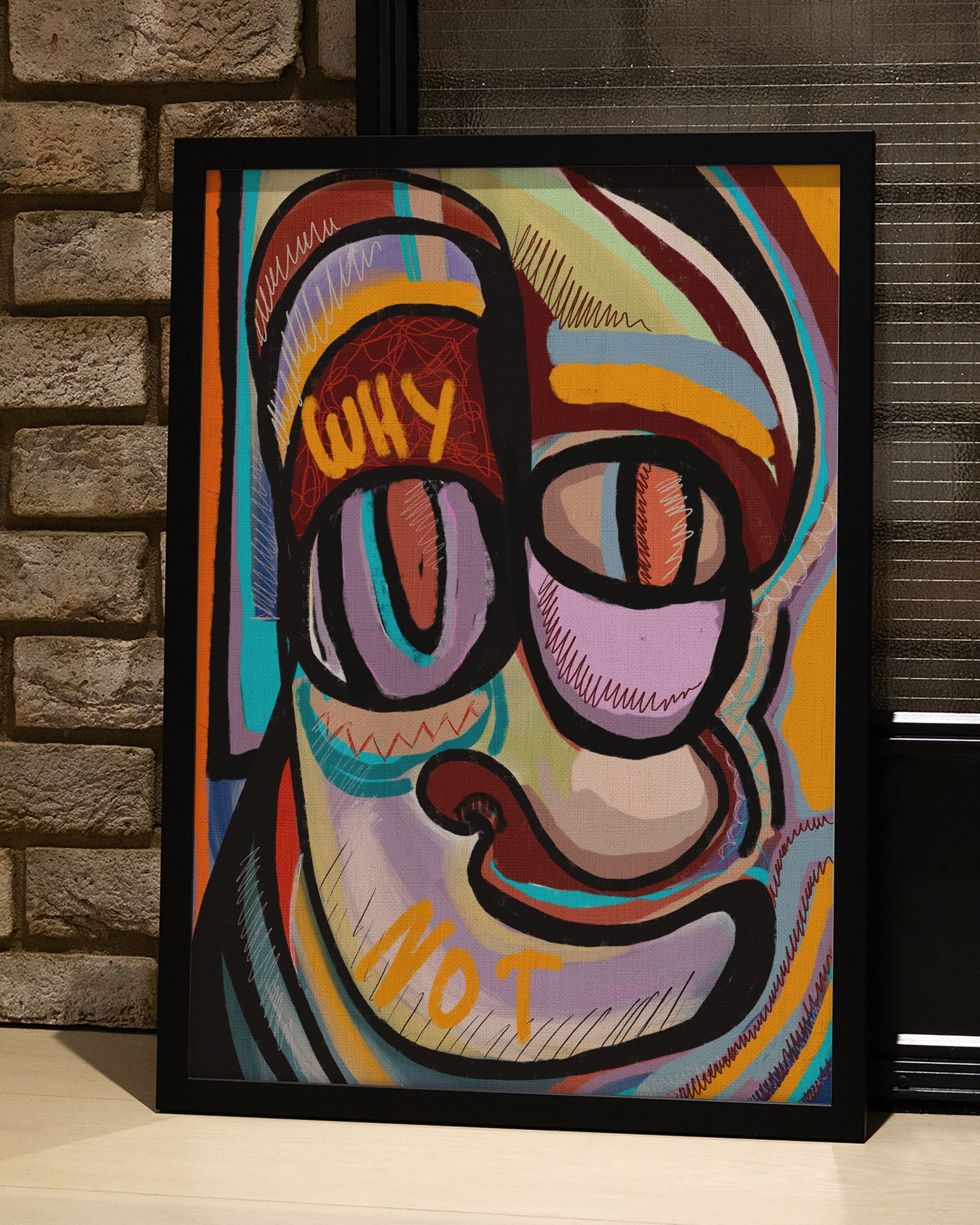 Why not? Poster – FineArt Wandbild, moderne Kunst & Fine Art Print von Spawnd, handgefertigt & Made in Germany