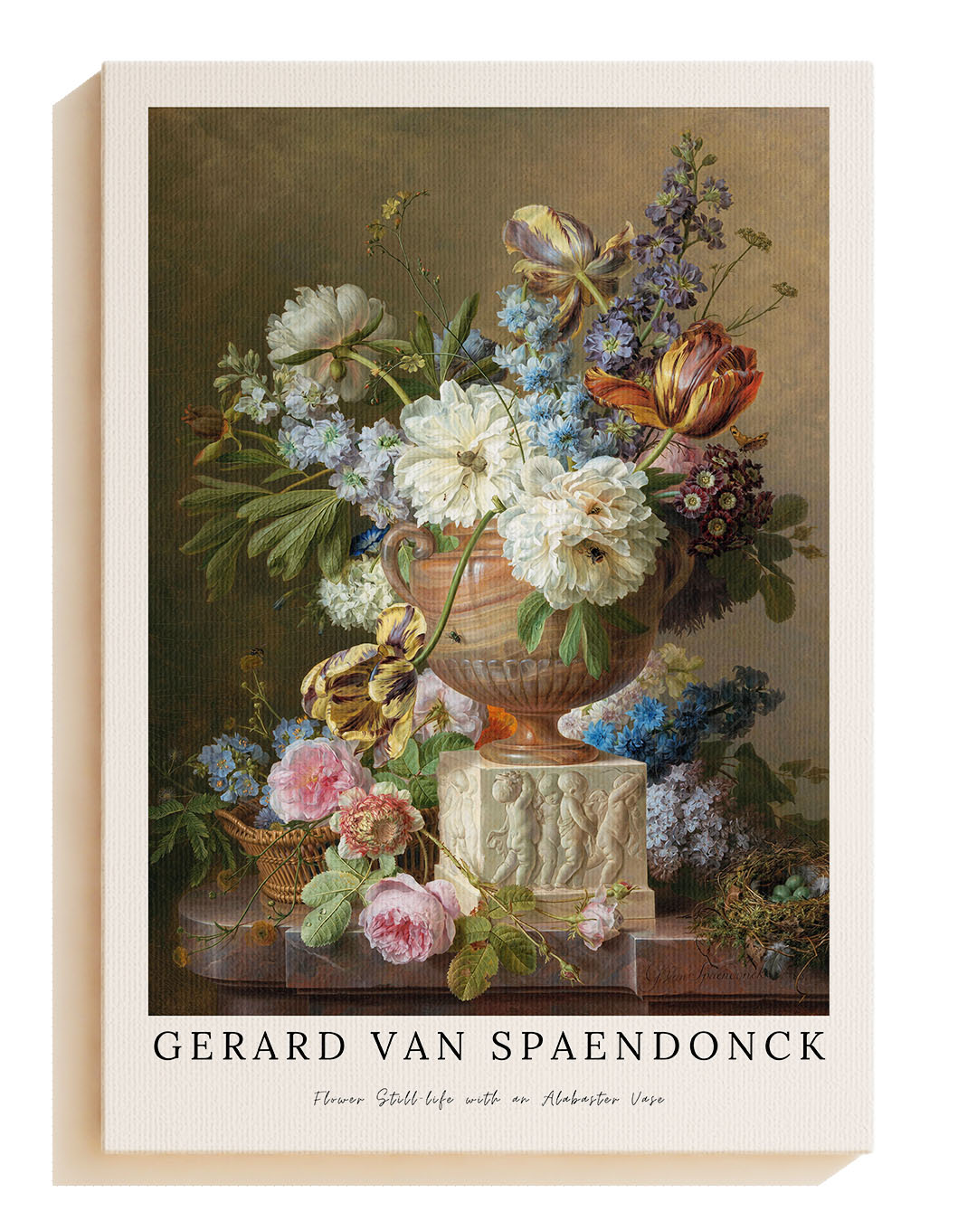 Flower Still-life with an Alabaster Vase - Canvas