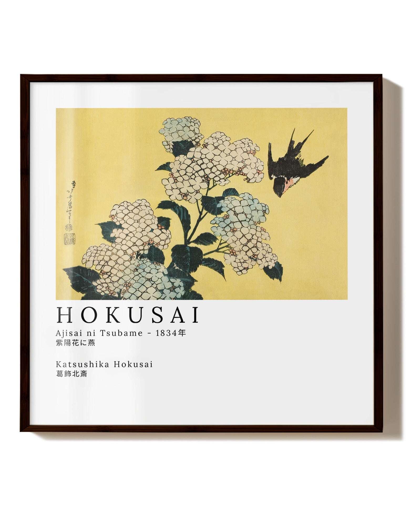 Ajisai ni Tsubame Poster – Print Material Wandbild, moderne Kunst & Fine Art Print von Spawnd, handgefertigt & Made in Germany