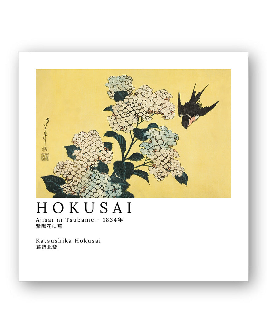 Ajisai ni Tsubame Poster – Print Material Wandbild, moderne Kunst & Fine Art Print von Spawnd, handgefertigt & Made in Germany