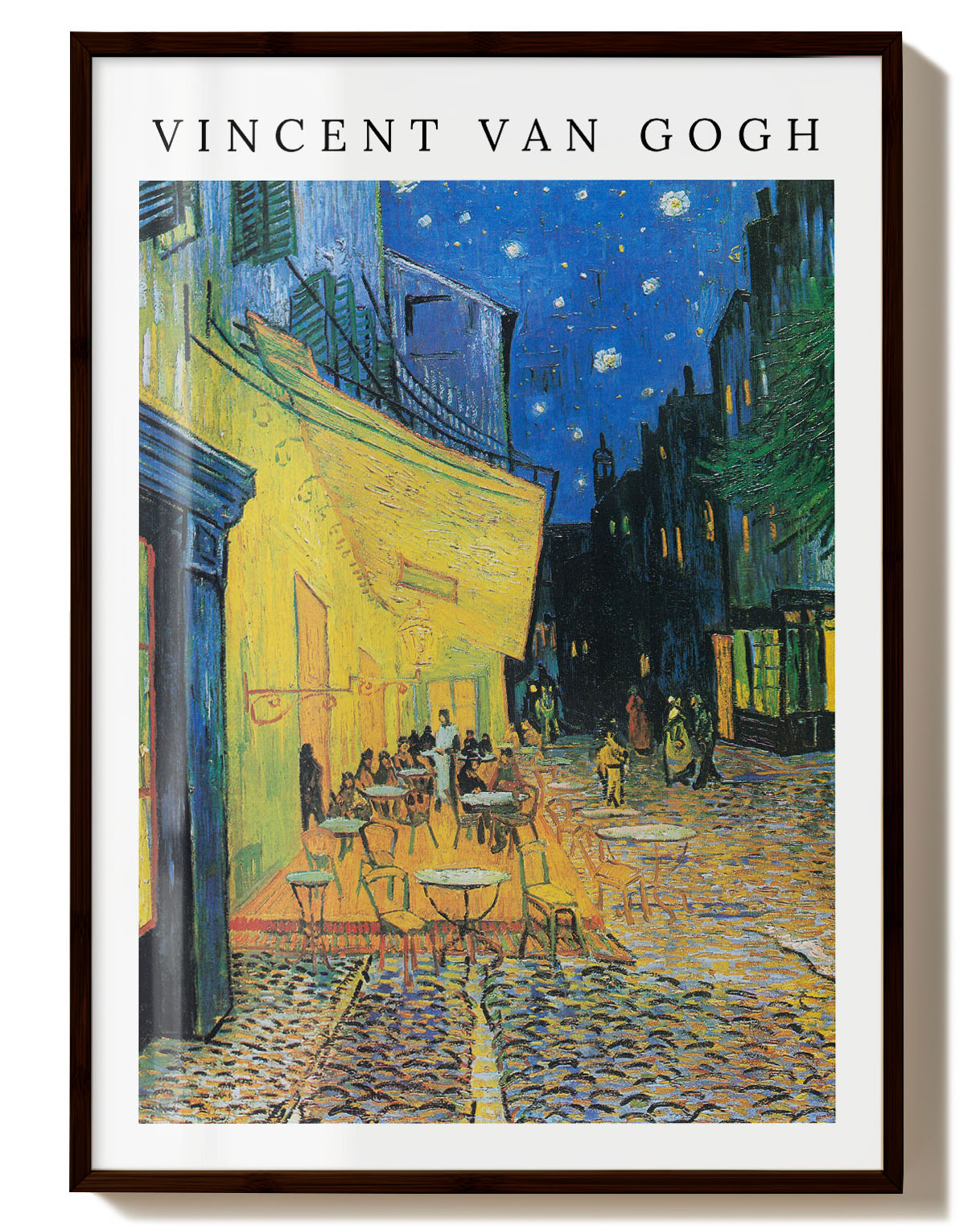 Café Terrace at Night Poster – Print Material Wandbild, moderne Kunst & Fine Art Print von Spawnd, handgefertigt & Made in Germany