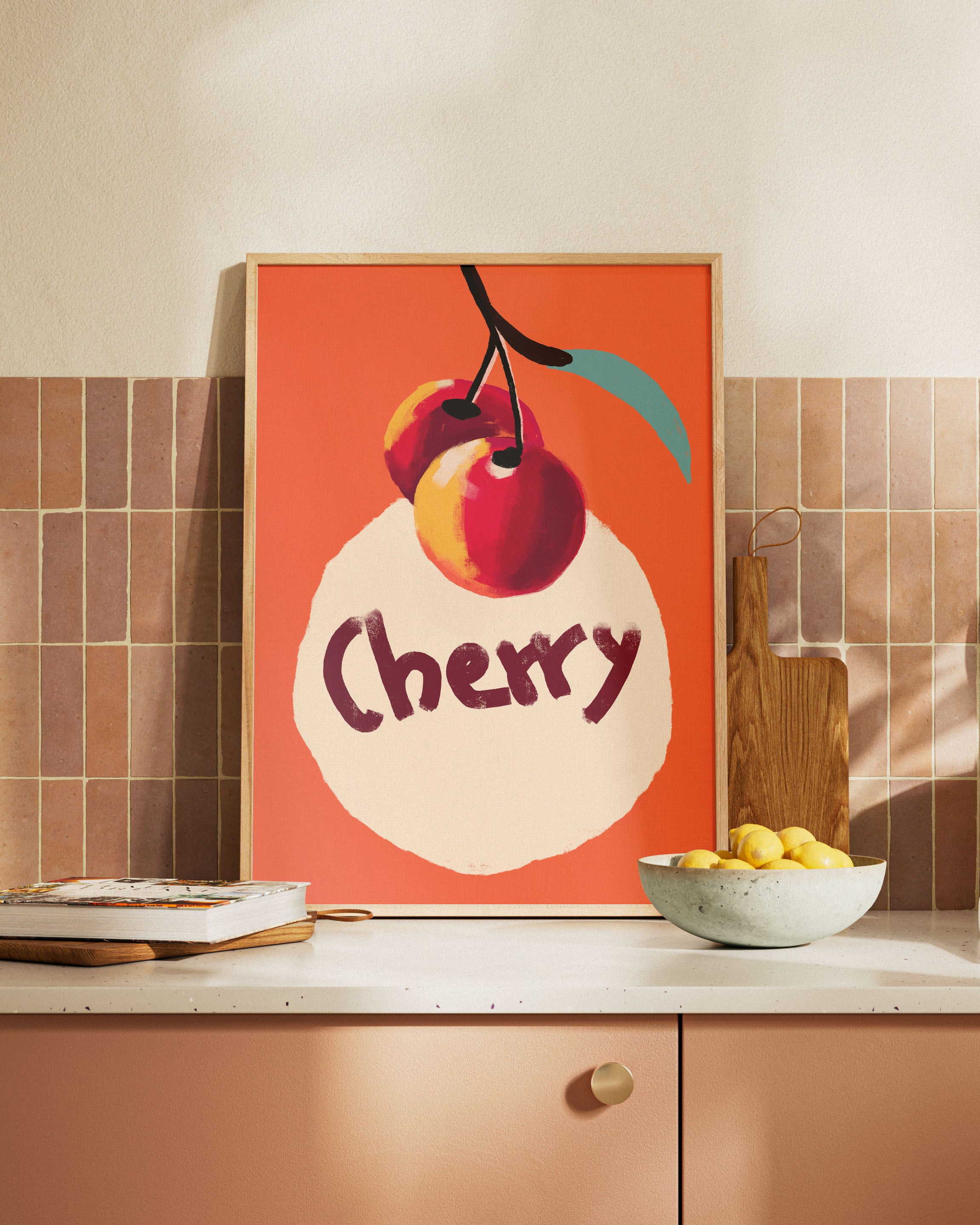 Cherry Poster – Print Material Wandbild, moderne Kunst & Fine Art Print von Spawnd, handgefertigt & Made in Germany