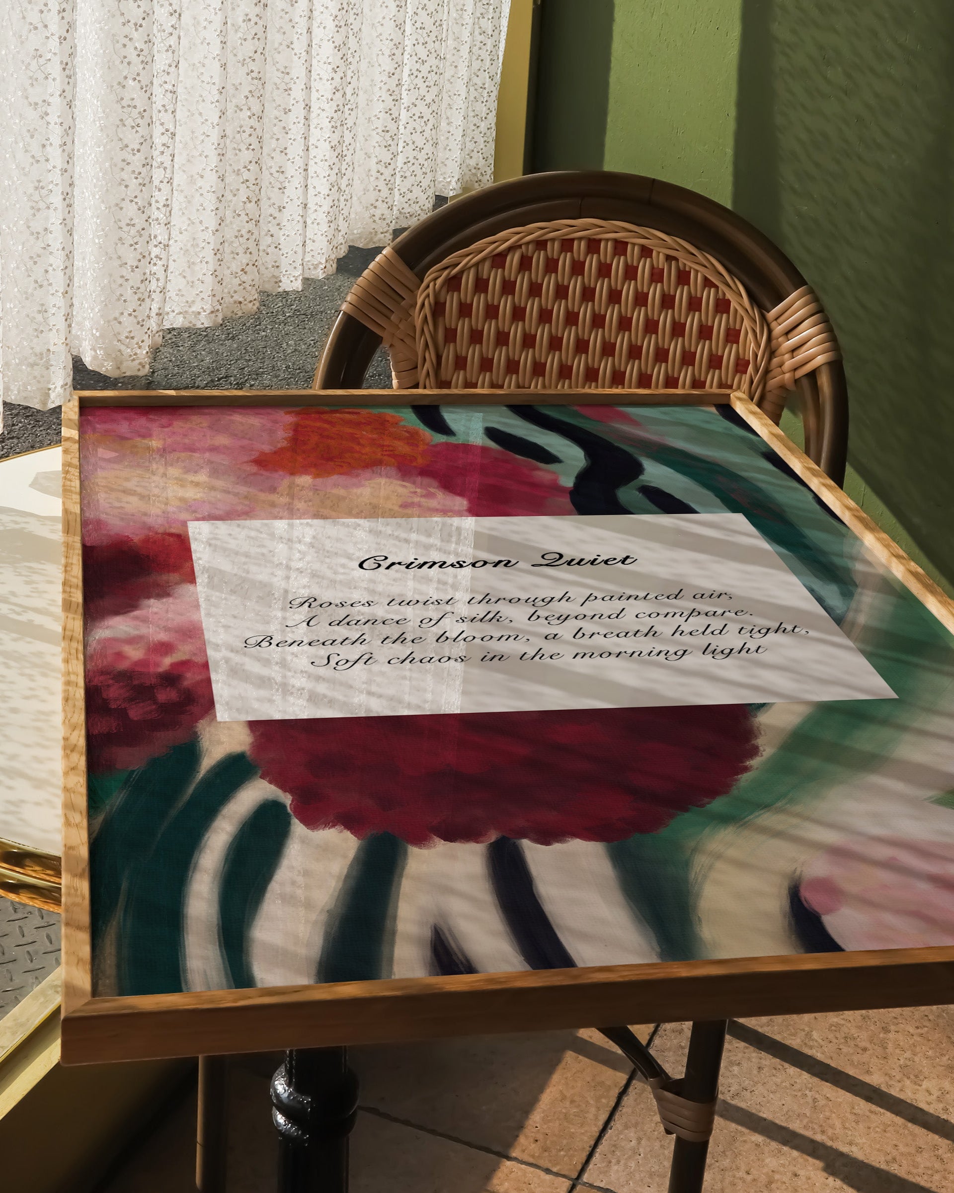 Crimson Quiet Poster – Print Material Wandbild, moderne Kunst & Fine Art Print von Spawnd, handgefertigt & Made in Germany