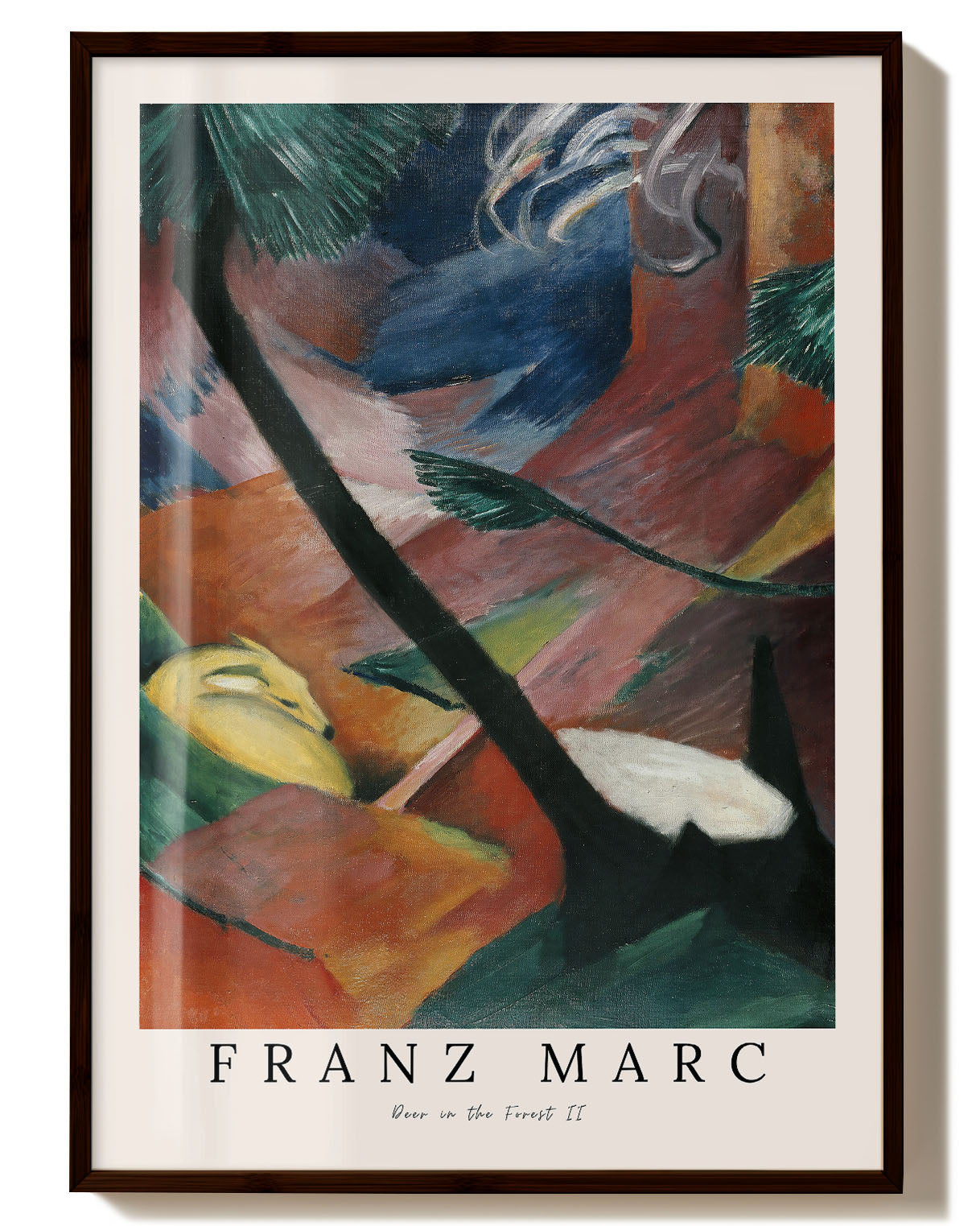 Deer in the Forest II Poster – FineArt Wandbild, moderne Kunst & Fine Art Print von Spawnd, handgefertigt & Made in Germany