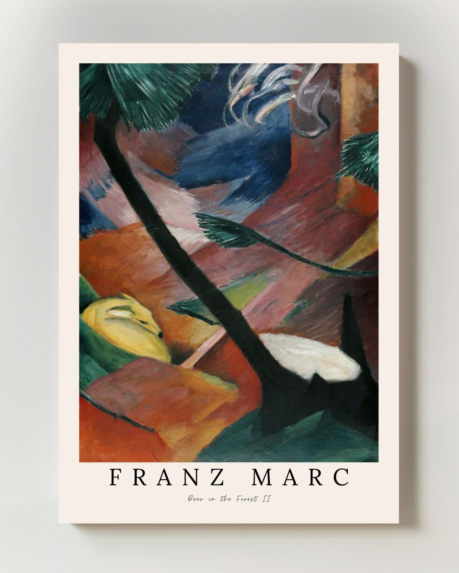 Deer in the Forest II Poster – FineArt Wandbild, moderne Kunst & Fine Art Print von Spawnd, handgefertigt & Made in Germany