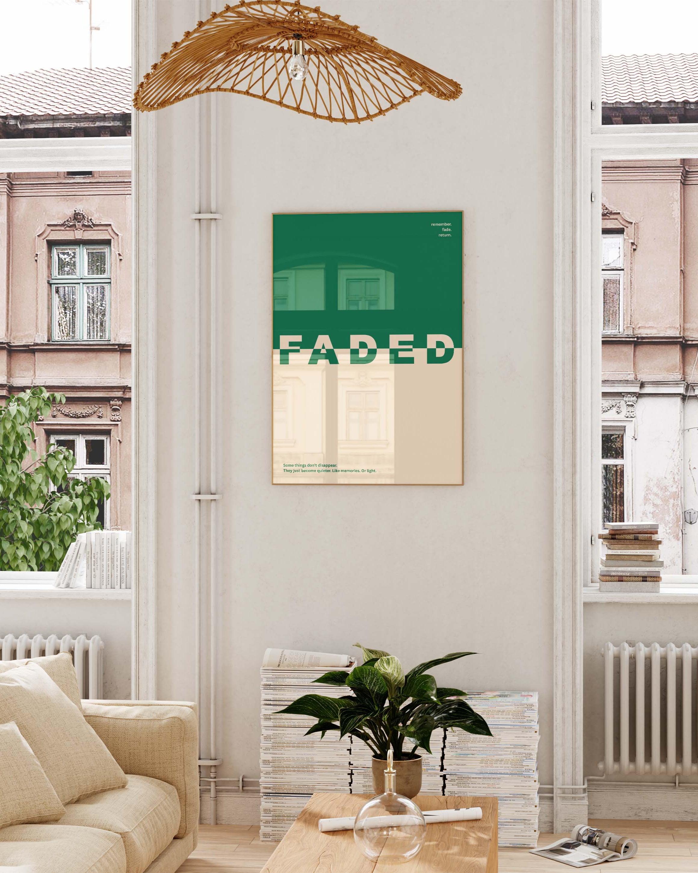 Faded Poster – Print Material Wandbild, moderne Kunst & Fine Art Print von Spawnd, handgefertigt & Made in Germany