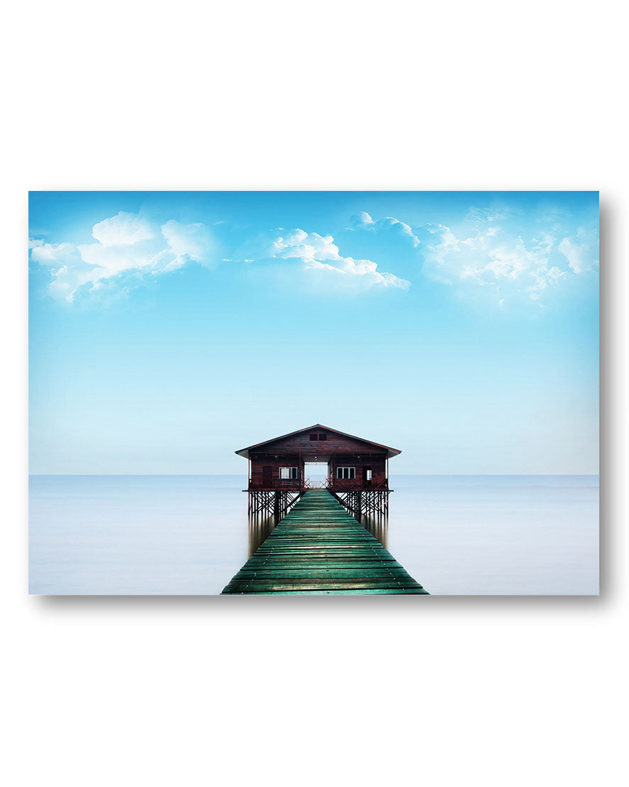 House in the Ocean Poster – Print Material Wandbild, moderne Kunst & Fine Art Print von Spawnd, handgefertigt & Made in Germany