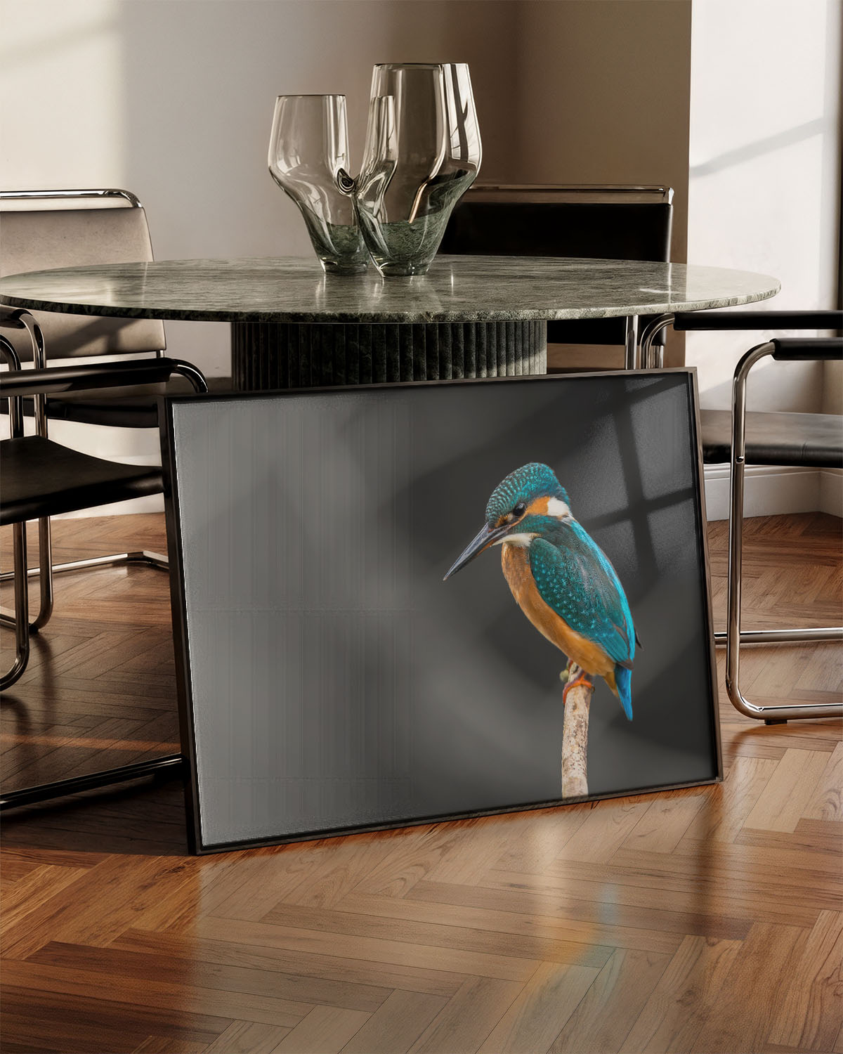 Kingfisher Poster – Print Material Wandbild, moderne Kunst & Fine Art Print von Spawnd, handgefertigt & Made in Germany