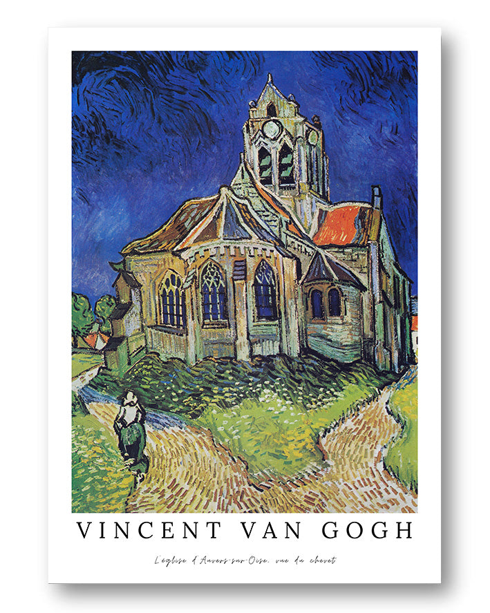 L’église d’Auvers-sur-Oise, vue du chevet Poster – Print Material Wandbild, moderne Kunst & Fine Art Print von Spawnd, handgefertigt & Made in Germany