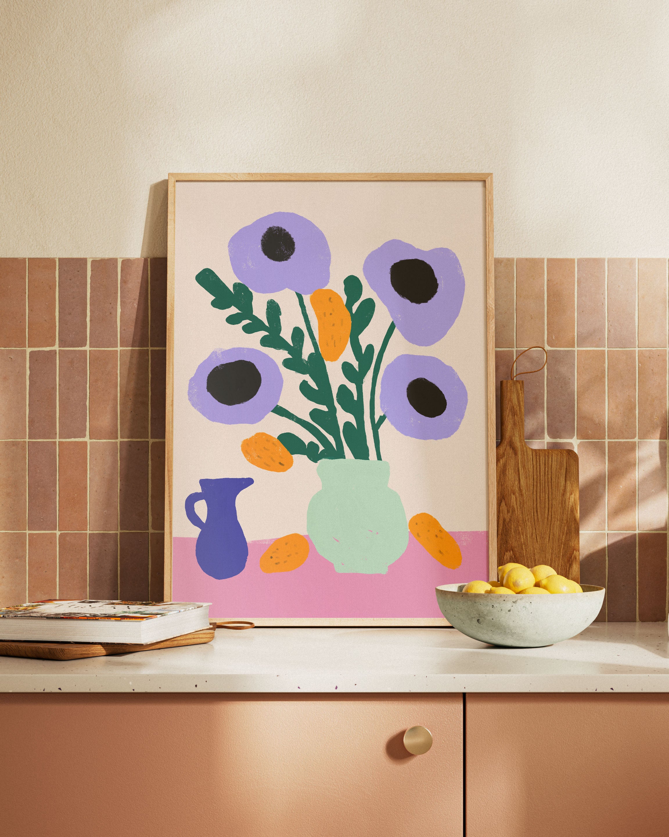 Lavender Bloom & Citrus Poster – Print Material Wandbild, moderne Kunst & Fine Art Print von Spawnd, handgefertigt & Made in Germany