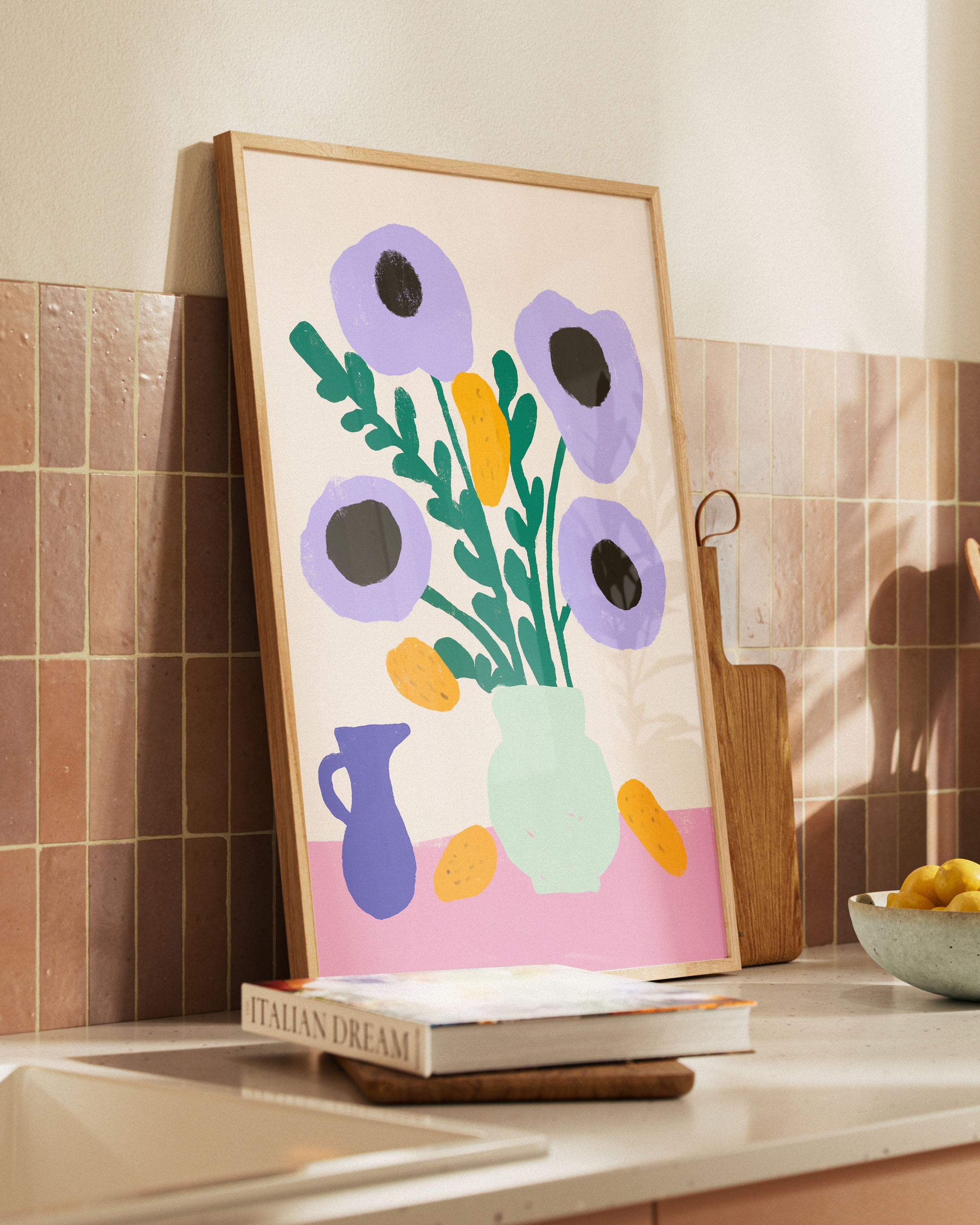 Lavender Bloom & Citrus Poster – Print Material Wandbild, moderne Kunst & Fine Art Print von Spawnd, handgefertigt & Made in Germany