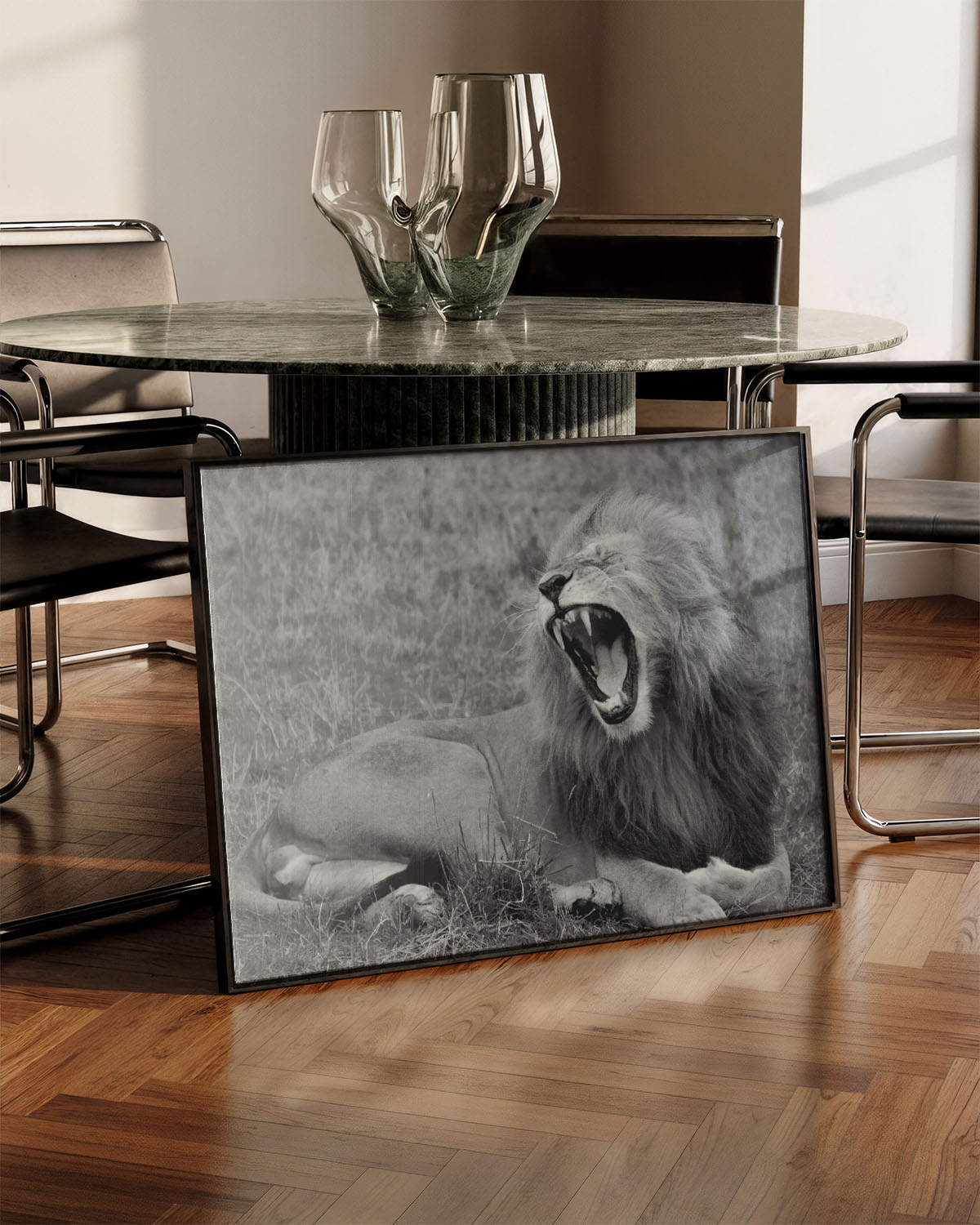 Lion Poster – Print Material Wandbild, moderne Kunst & Fine Art Print von Spawnd, handgefertigt & Made in Germany