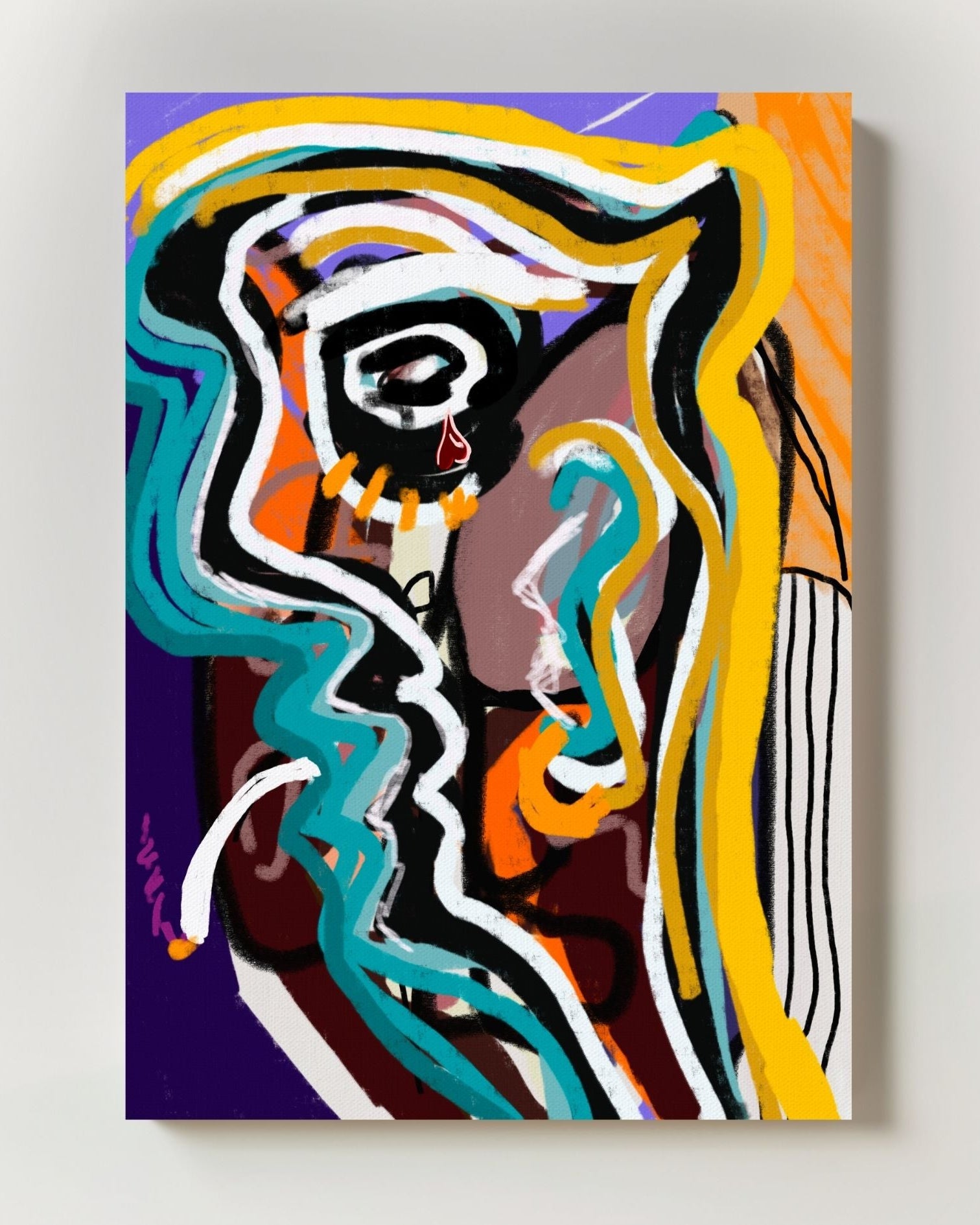 Neon Tears Poster – Print Material Wandbild, moderne Kunst & Fine Art Print von Spawnd, handgefertigt & Made in Germany