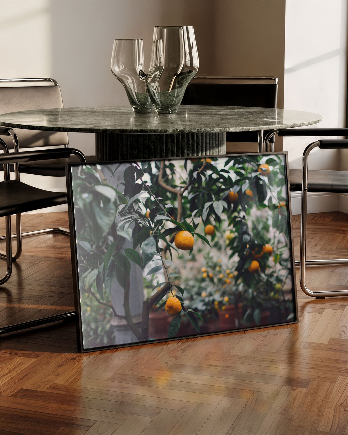 Orange Tree Poster – Print Material Wandbild, moderne Kunst & Fine Art Print von Spawnd, handgefertigt & Made in Germany