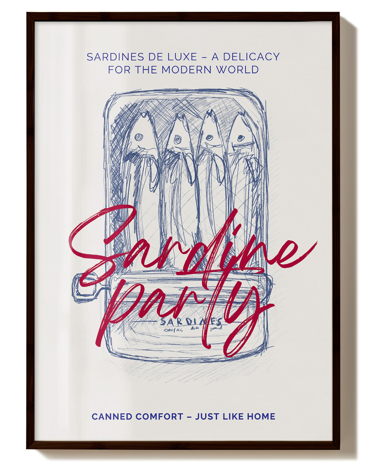 Sardine Party Poster – Print Material Wandbild, moderne Kunst & Fine Art Print von Spawnd, handgefertigt & Made in Germany