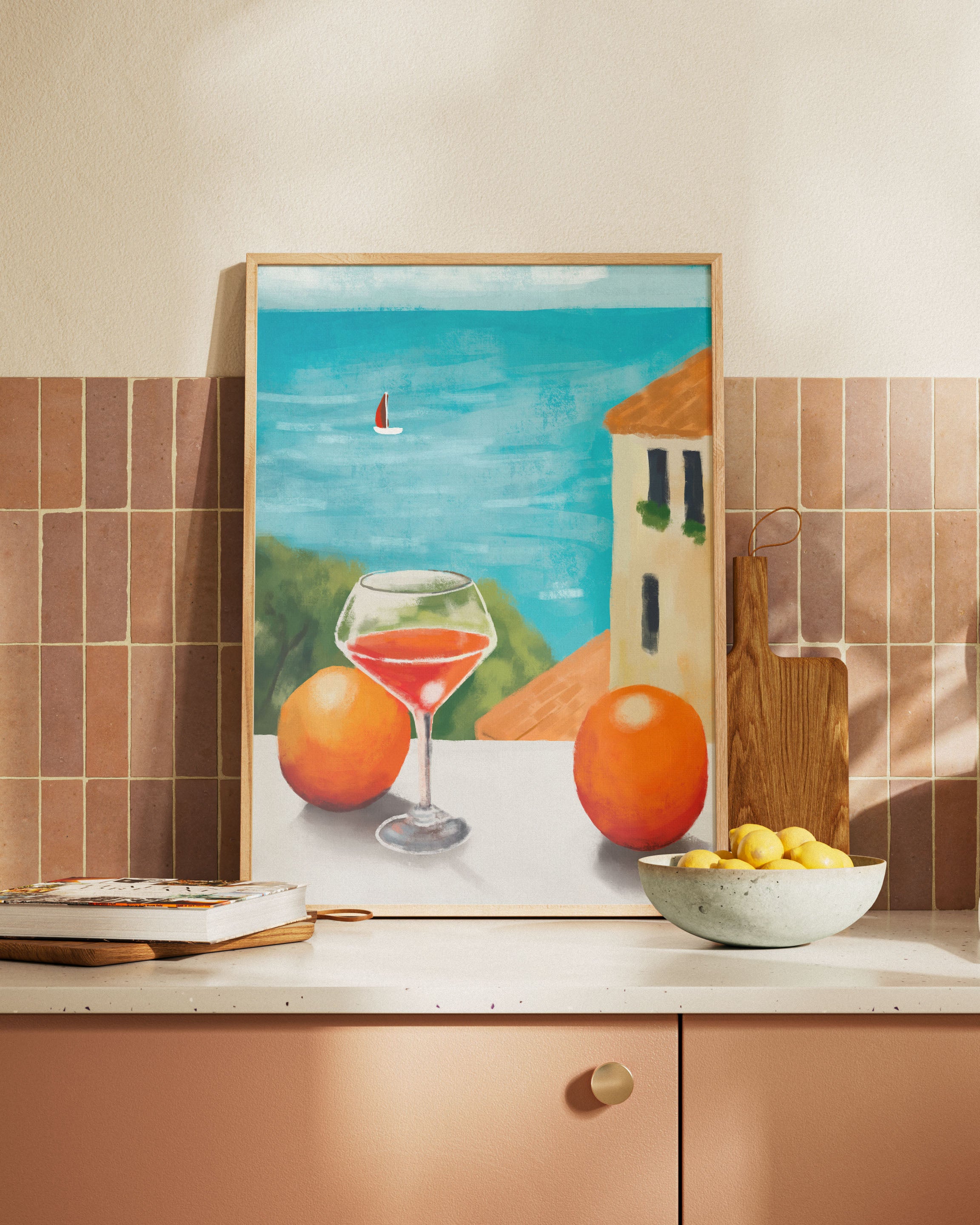 Tarde de Cítricos Poster – FineArt Wandbild, moderne Kunst & Fine Art Print von Spawnd, handgefertigt & Made in Germany