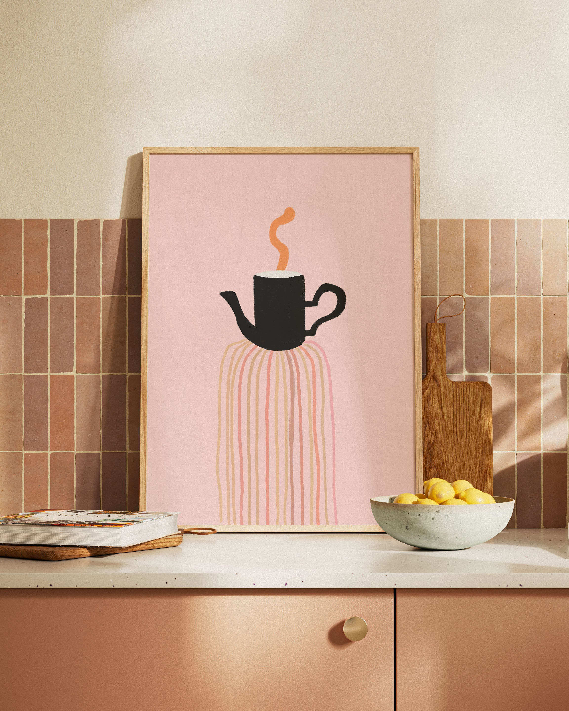 Tea Time Poster – Print Material Wandbild, moderne Kunst & Fine Art Print von Spawnd, handgefertigt & Made in Germany