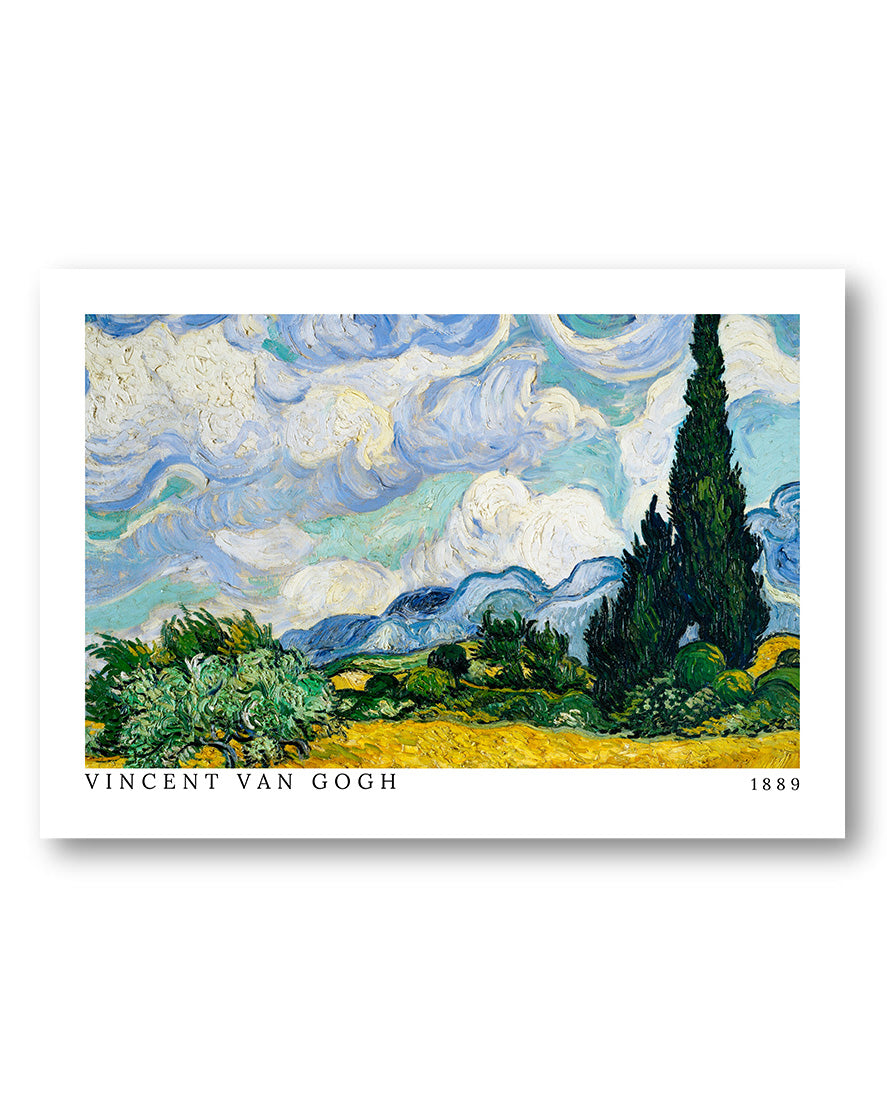Wheat Field with Cypresses Poster – Print Material Wandbild, moderne Kunst & Fine Art Print von Spawnd, handgefertigt & Made in Germany