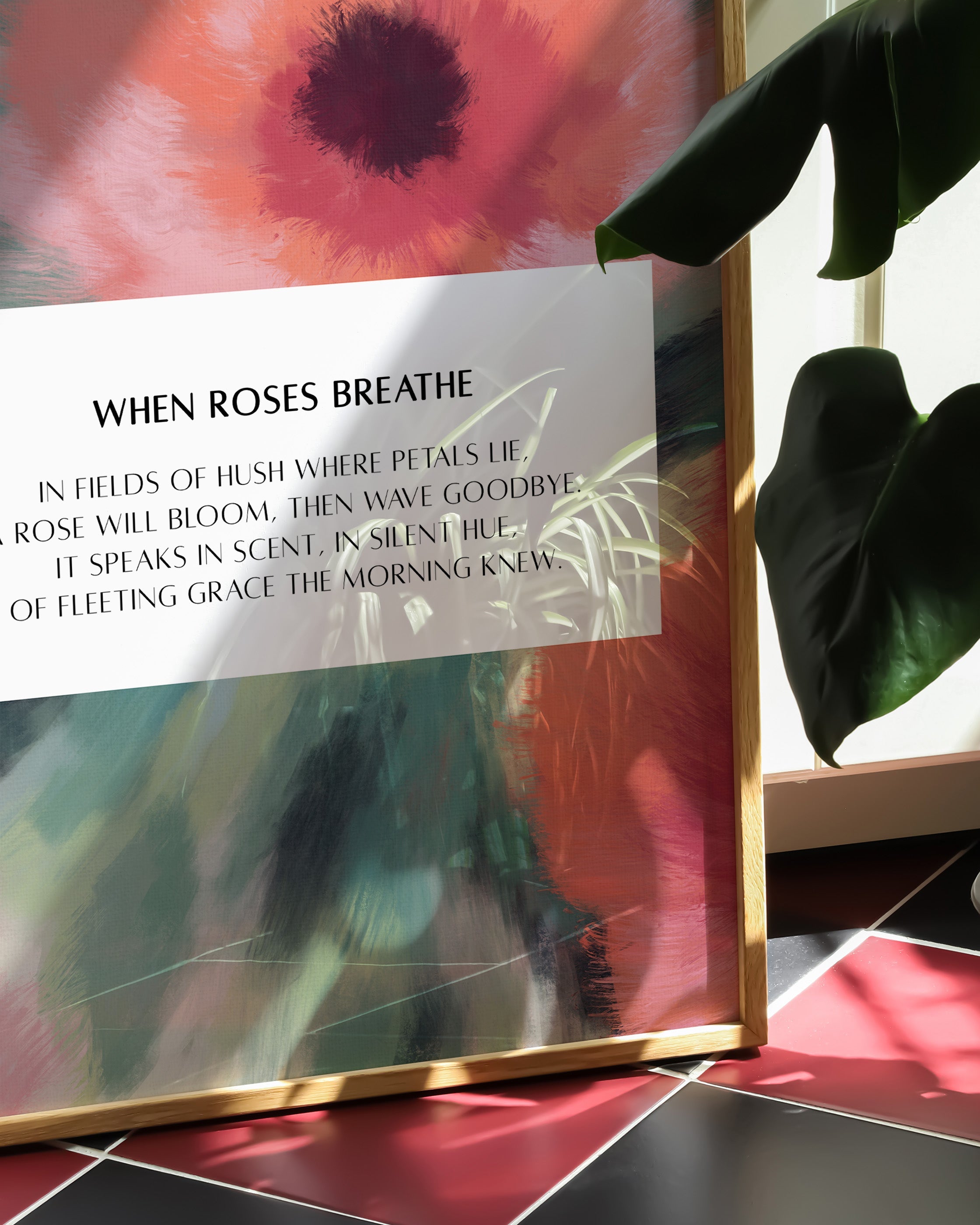 When Roses Breath Poster – Print Material Wandbild, moderne Kunst & Fine Art Print von Spawnd, handgefertigt & Made in Germany