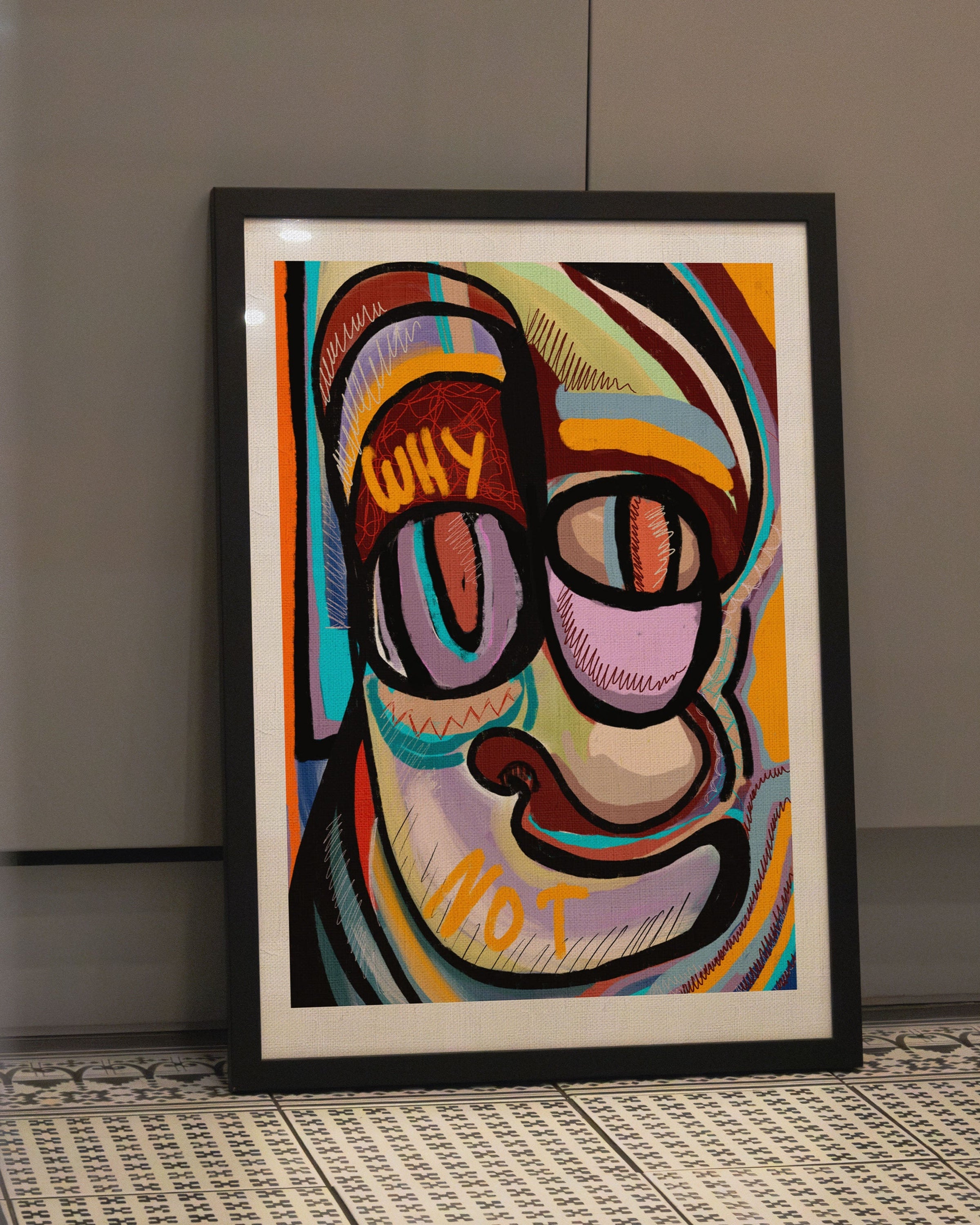 Why not? Poster – FineArt Wandbild, moderne Kunst & Fine Art Print von Spawnd, handgefertigt & Made in Germany